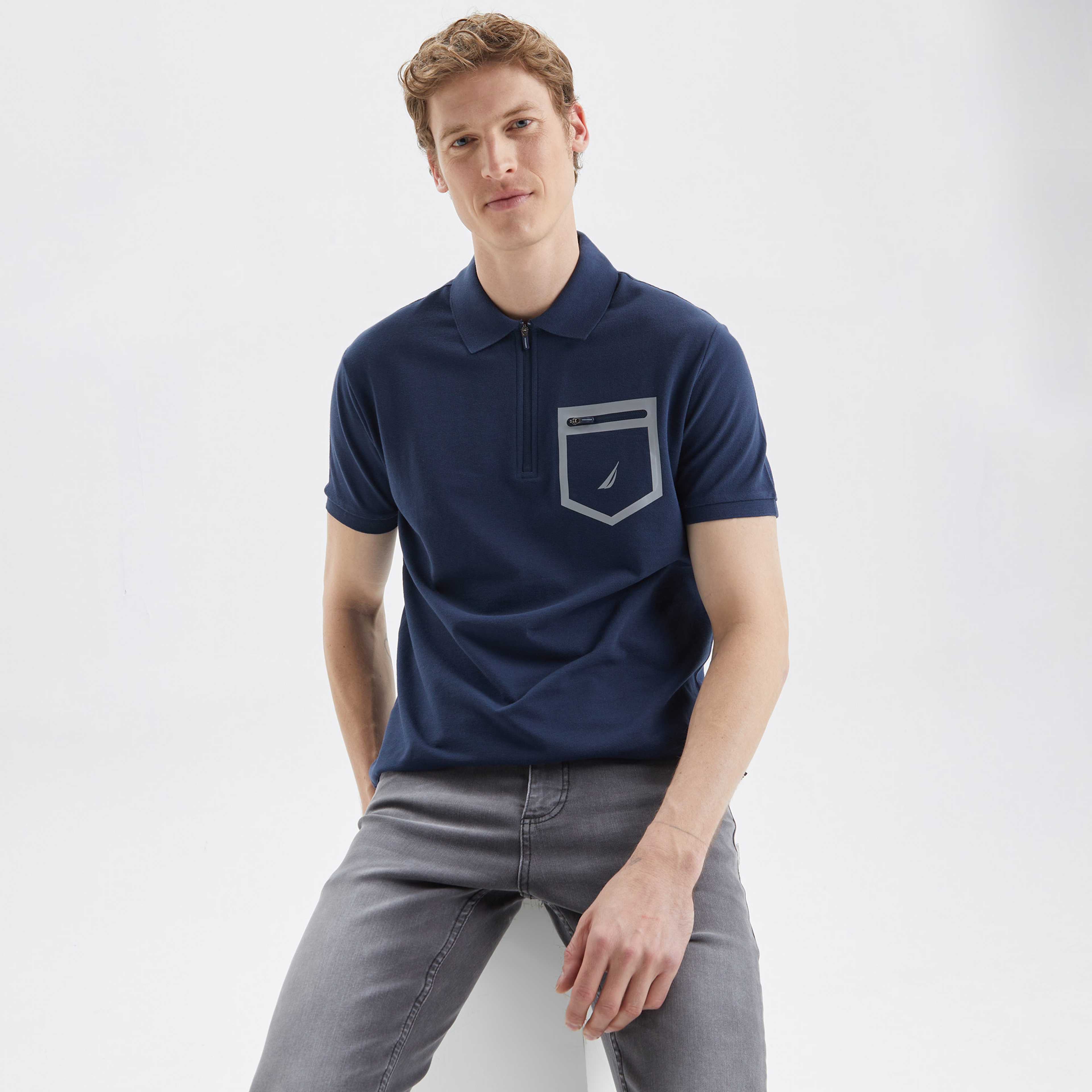 Nautica Erkek Lacivert Slim Fit Kısa Kollu Polo