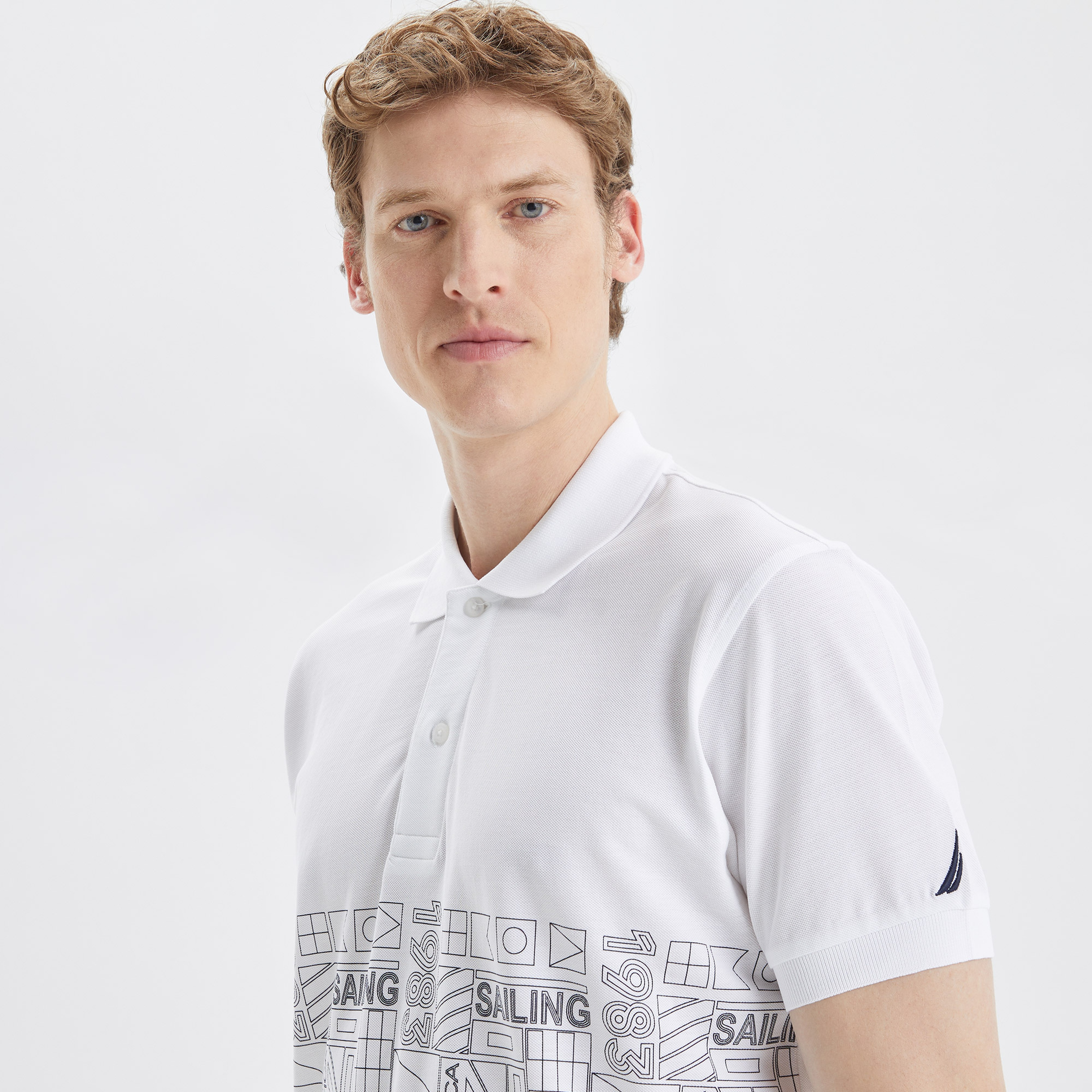 Nautica Erkek Beyaz Classic Fit Kısa Kollu Polo Yaka T-Shirt