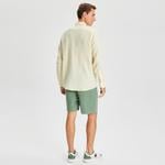 Nautica Erkek Sarı Classic Fit Uzun Kollu Keten Gömlek