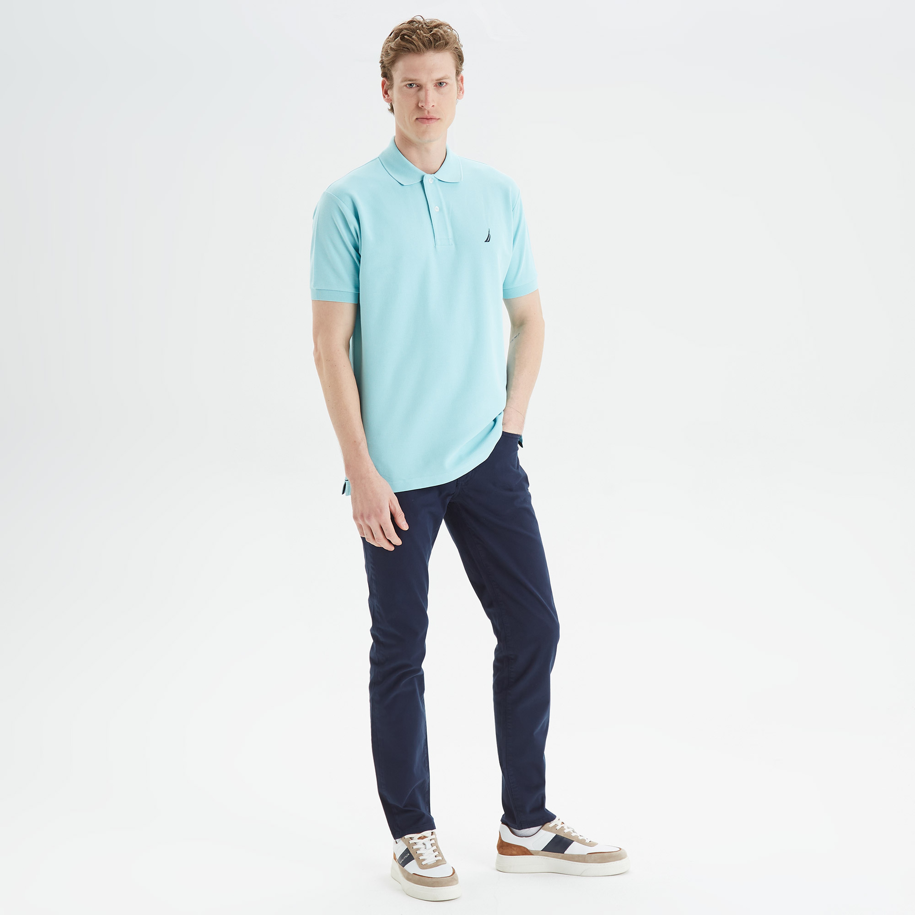 Nautica Erkek Mavi Classic Fit Polo Yaka T-Shirt
