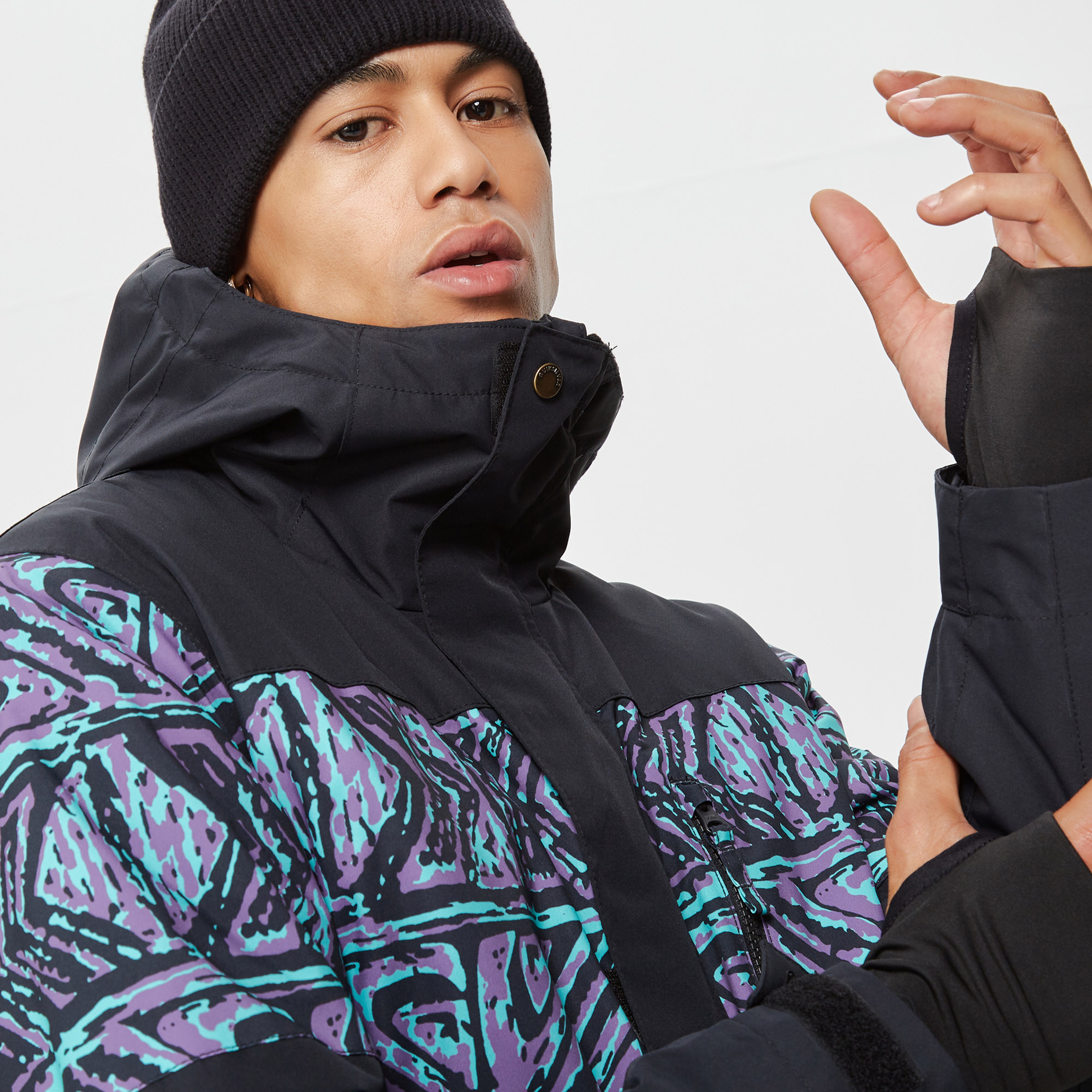 Quiksilver Mission Printed Block Erkek Siyah Snowboard Mont