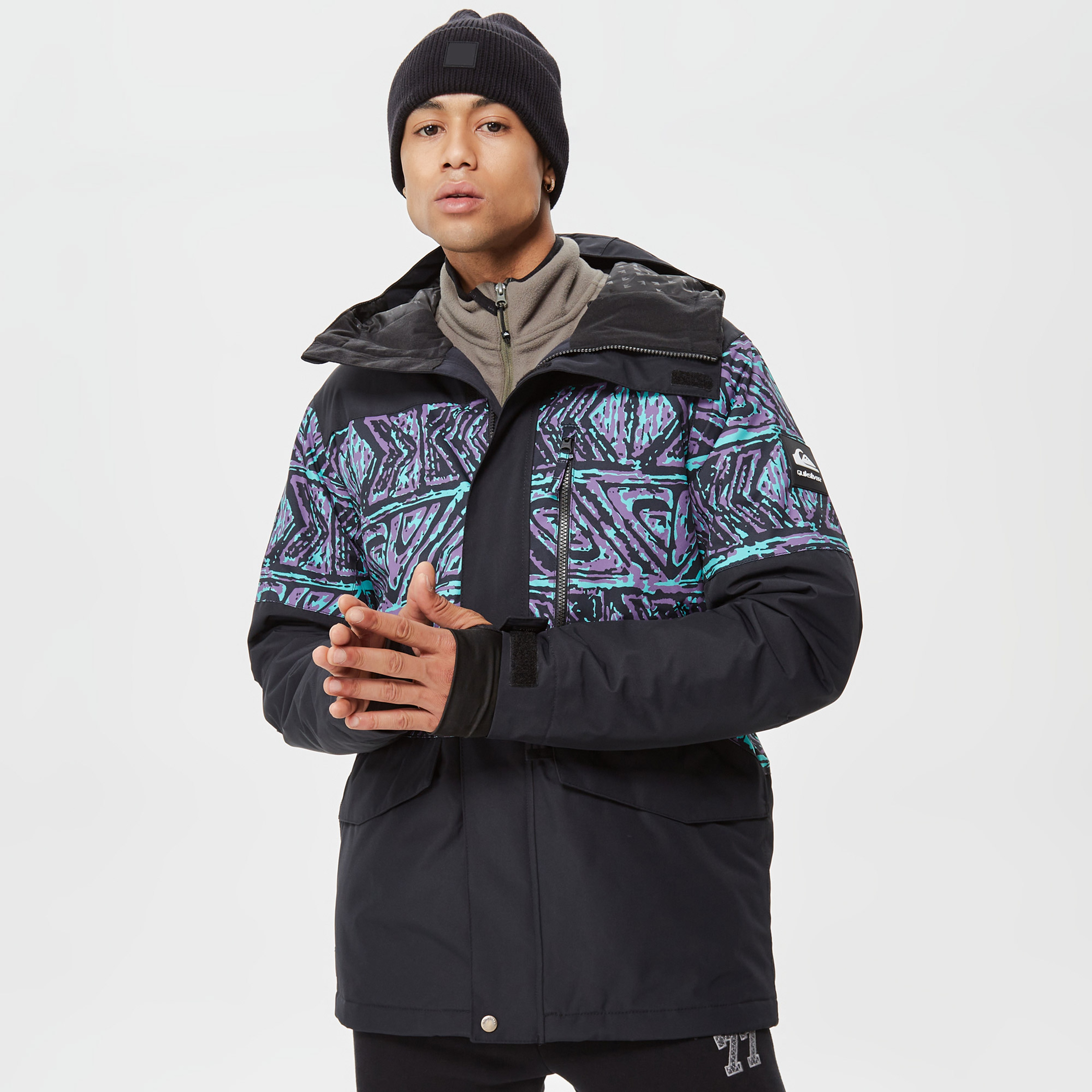 Quiksilver Mission Printed Block Erkek Siyah Snowboard Mont