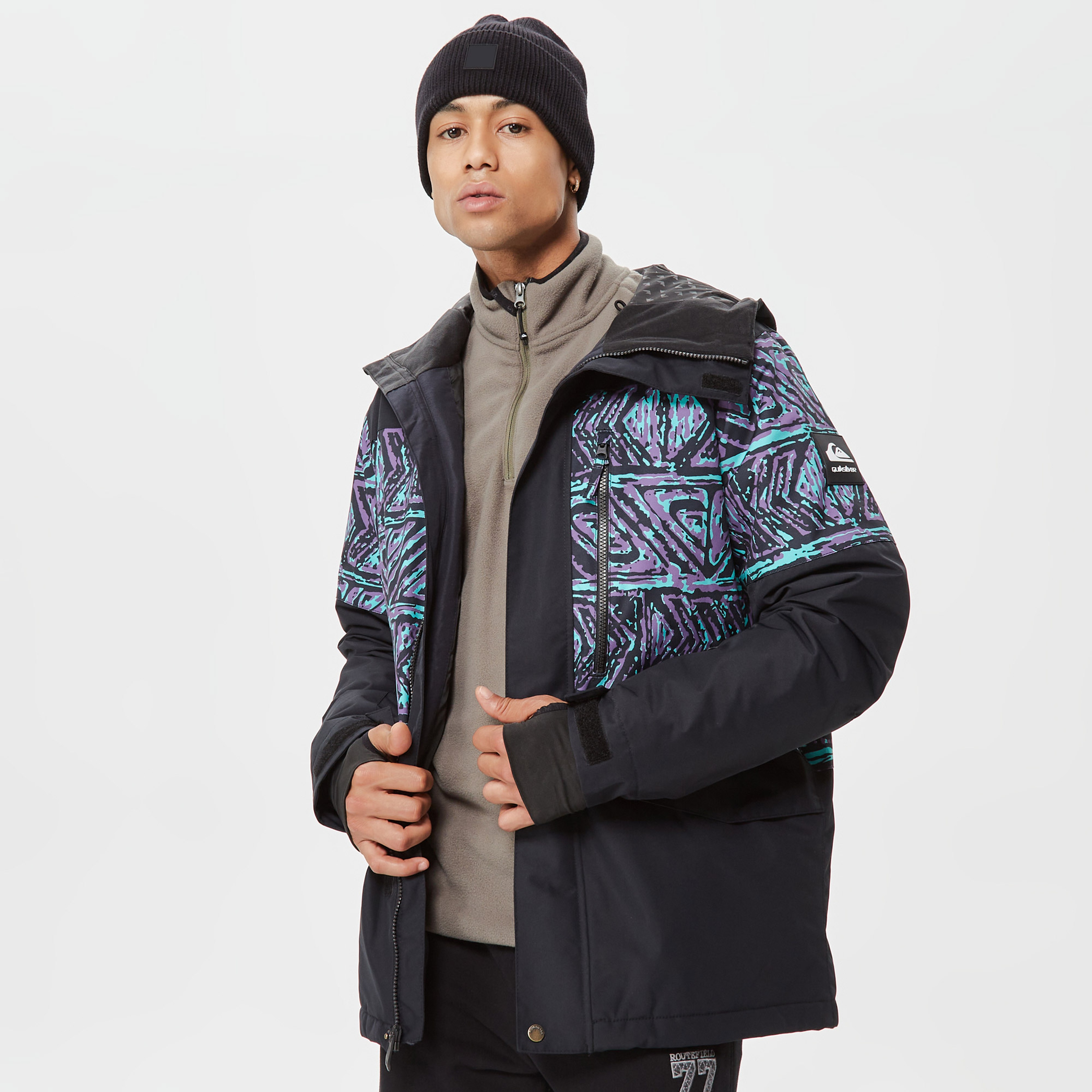 Quiksilver Mission Printed Block Erkek Siyah Snowboard Mont
