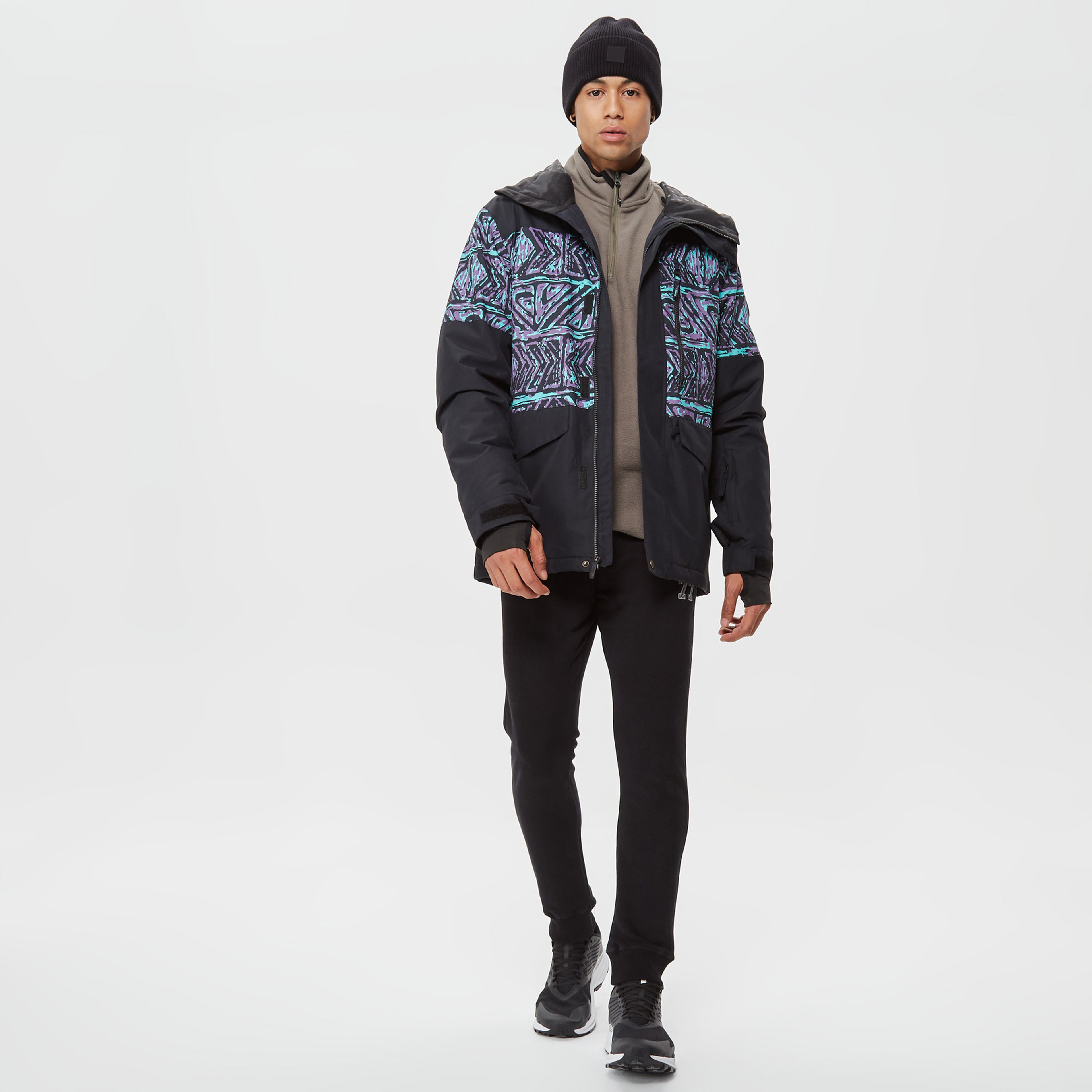 Quiksilver Mission Printed Block Erkek Siyah Snowboard Mont