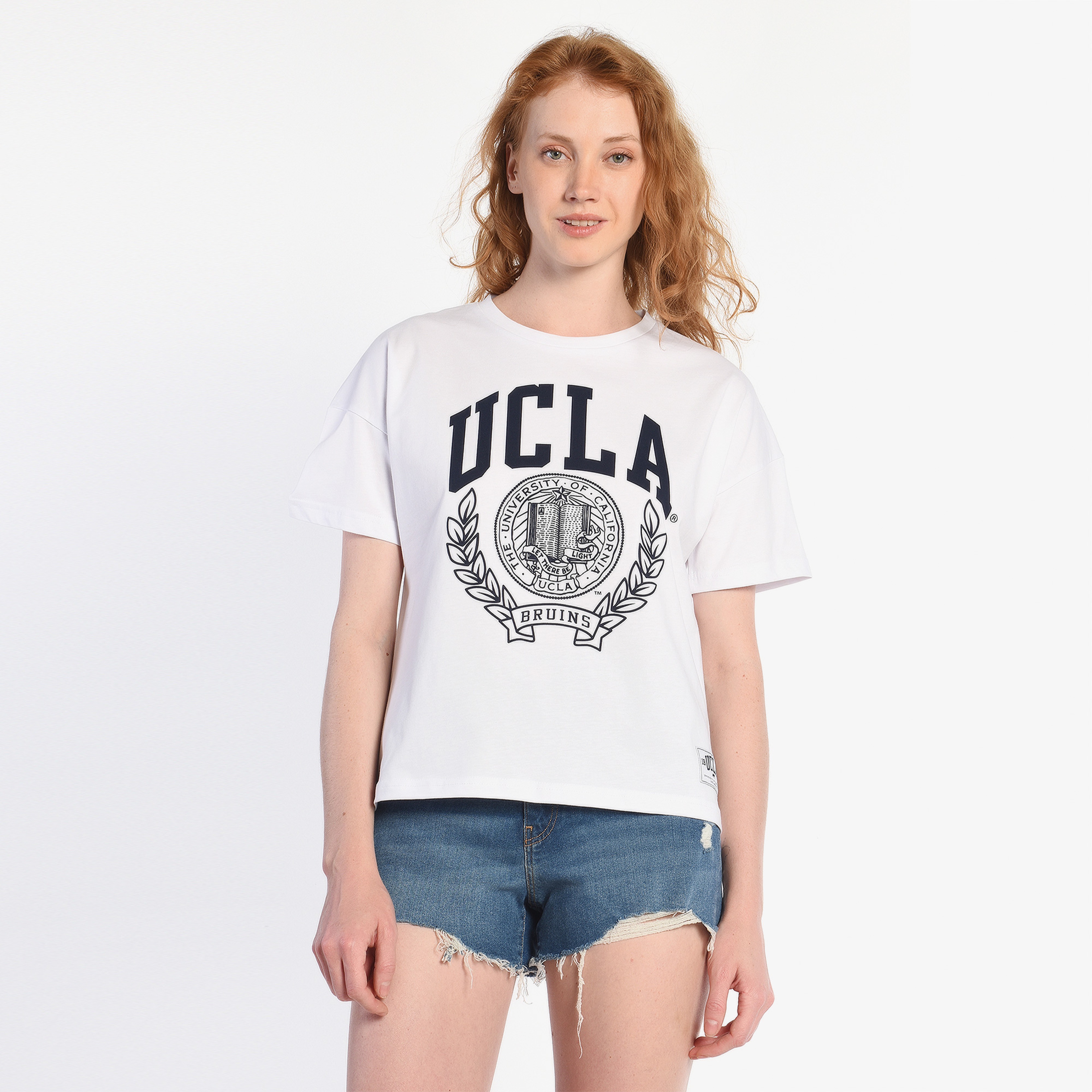 Ucla Avalon Kadın Beyaz Bisiklet Yaka T-Shirt