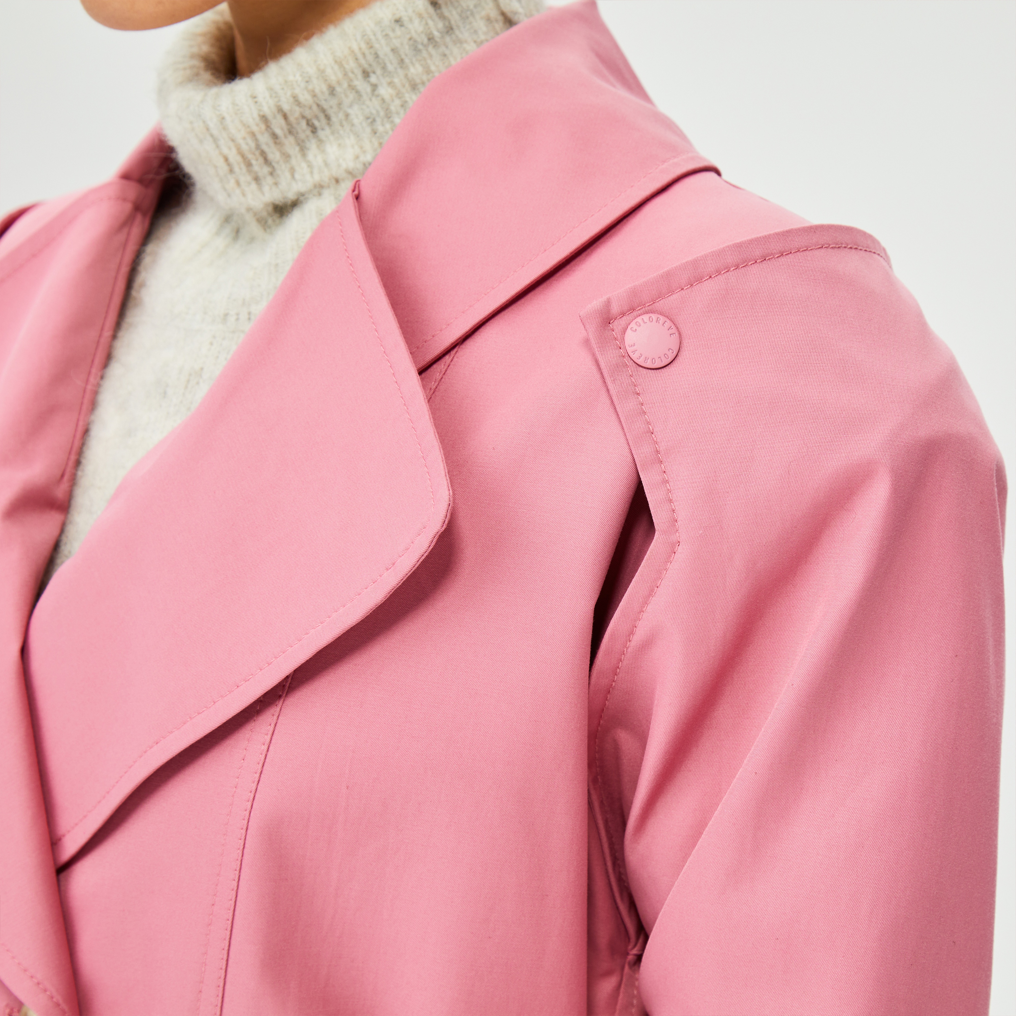 Coloreve Sorbet Curvy Kadın Pembe Trençkot