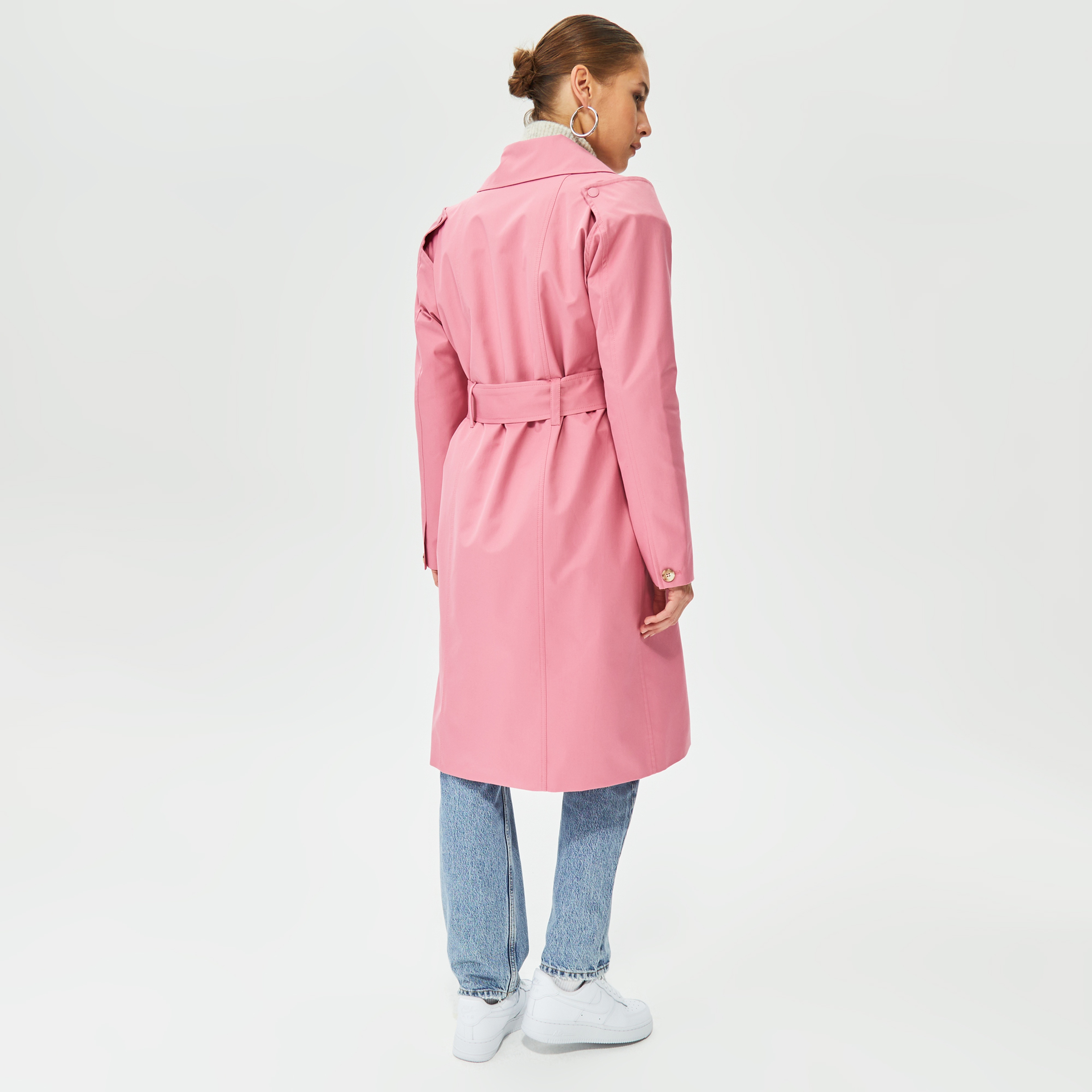 Coloreve Sorbet Curvy Kadın Pembe Trençkot
