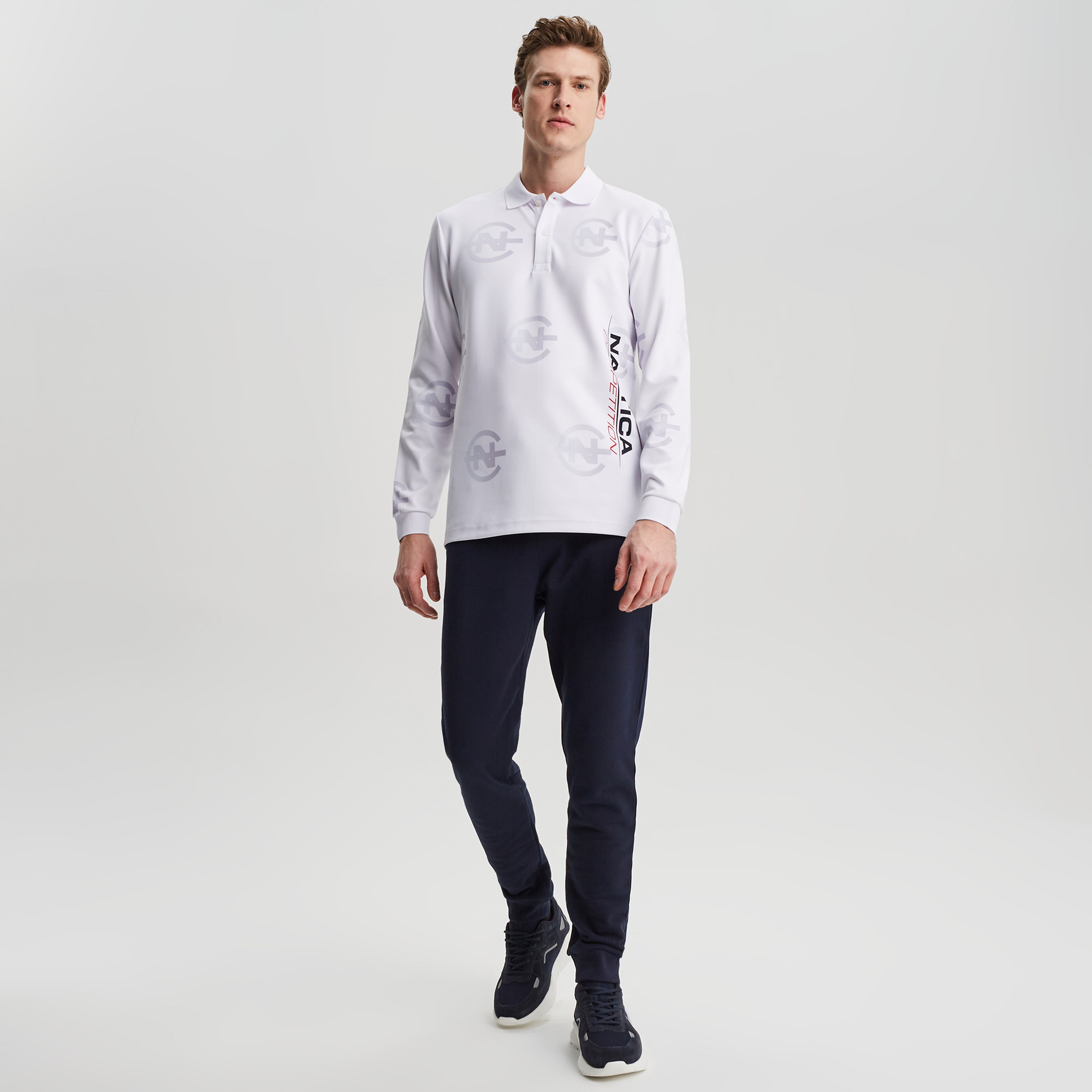 NAUTICA ERKEK BEYAZ UZUN KOLLU CLASSIC FIT UZUN KOLLU POLO