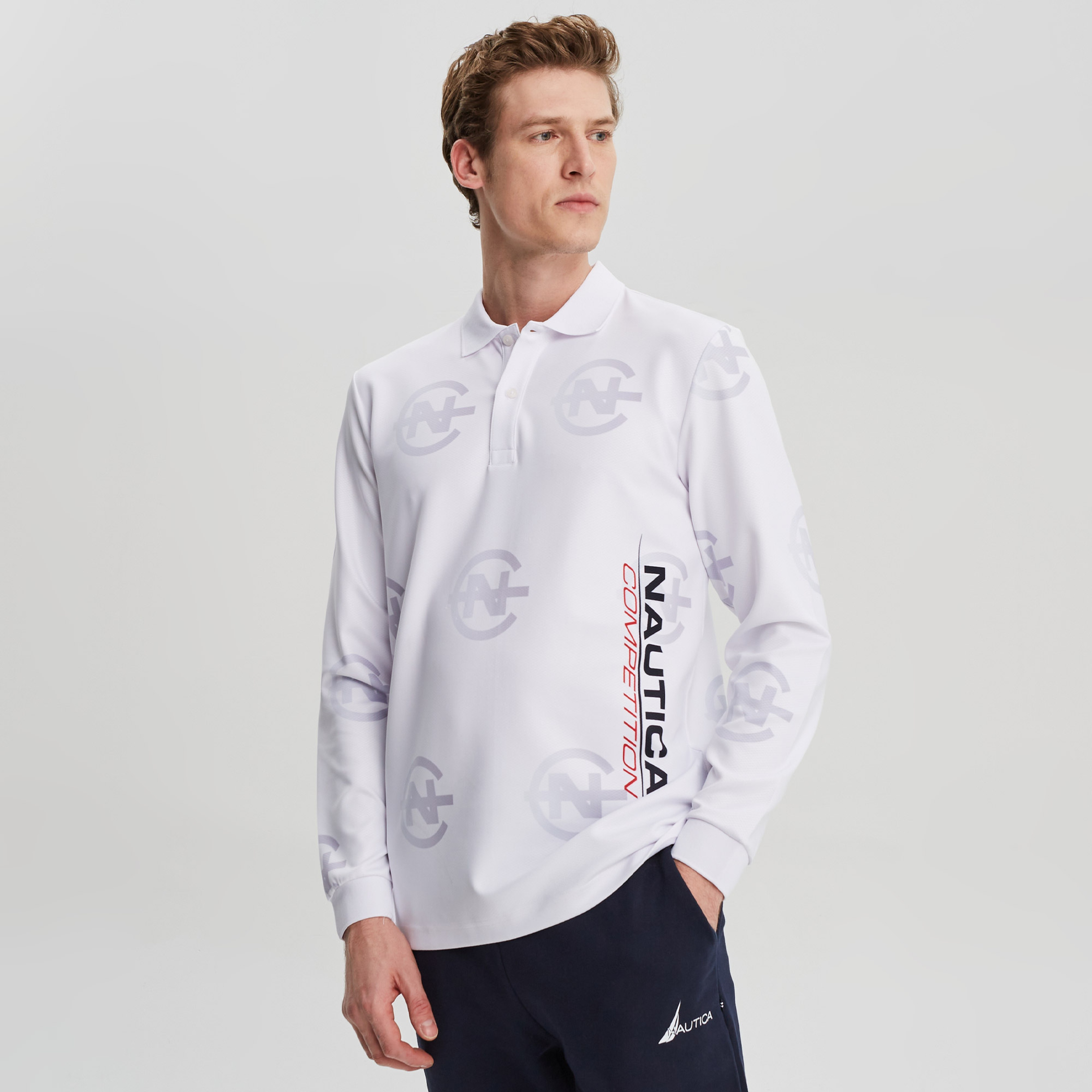 NAUTICA ERKEK BEYAZ UZUN KOLLU CLASSIC FIT UZUN KOLLU POLO