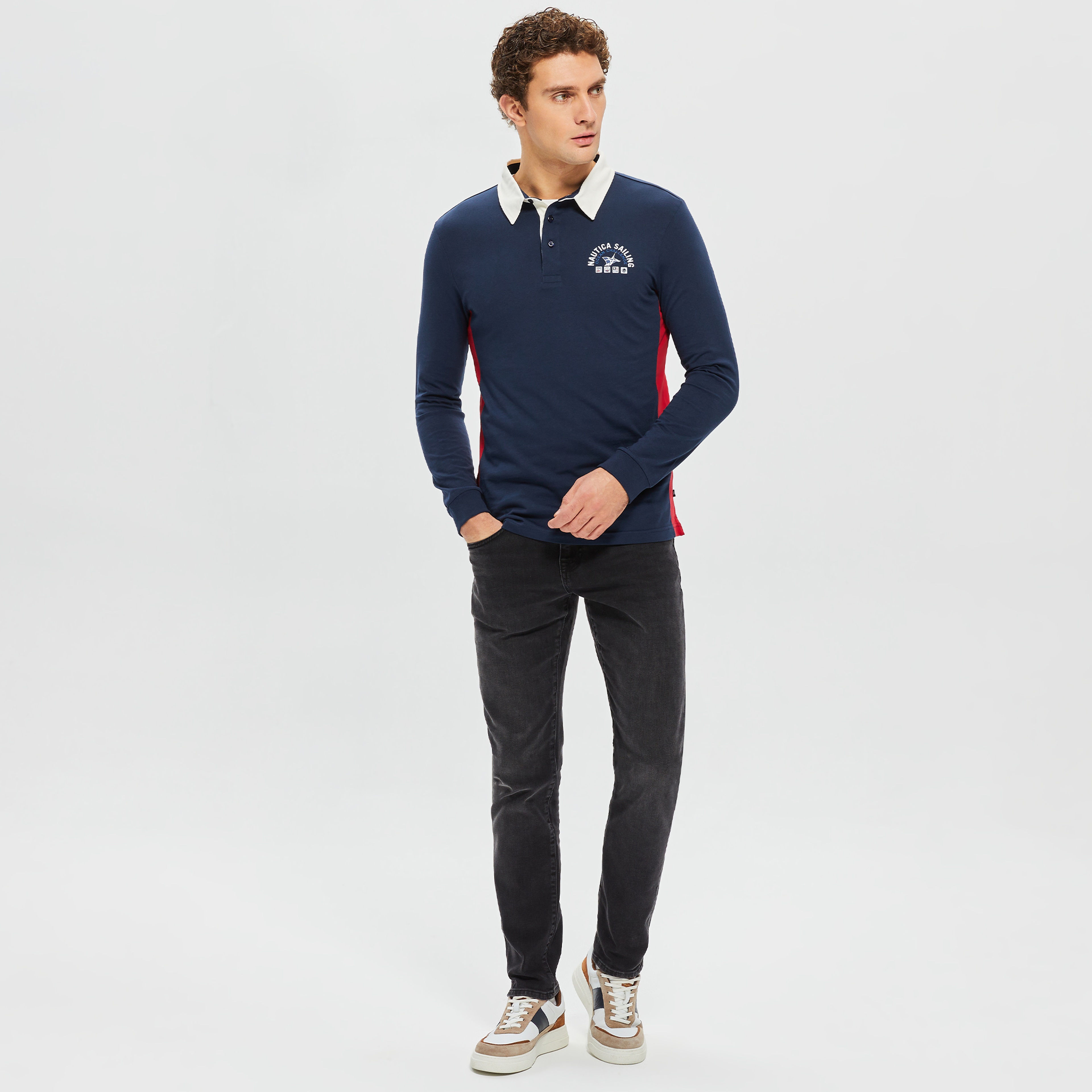 NAUTICA ERKEK LACİVERT UZUN KOLLU CLASSIC FIT UZUN KOLLU POLO