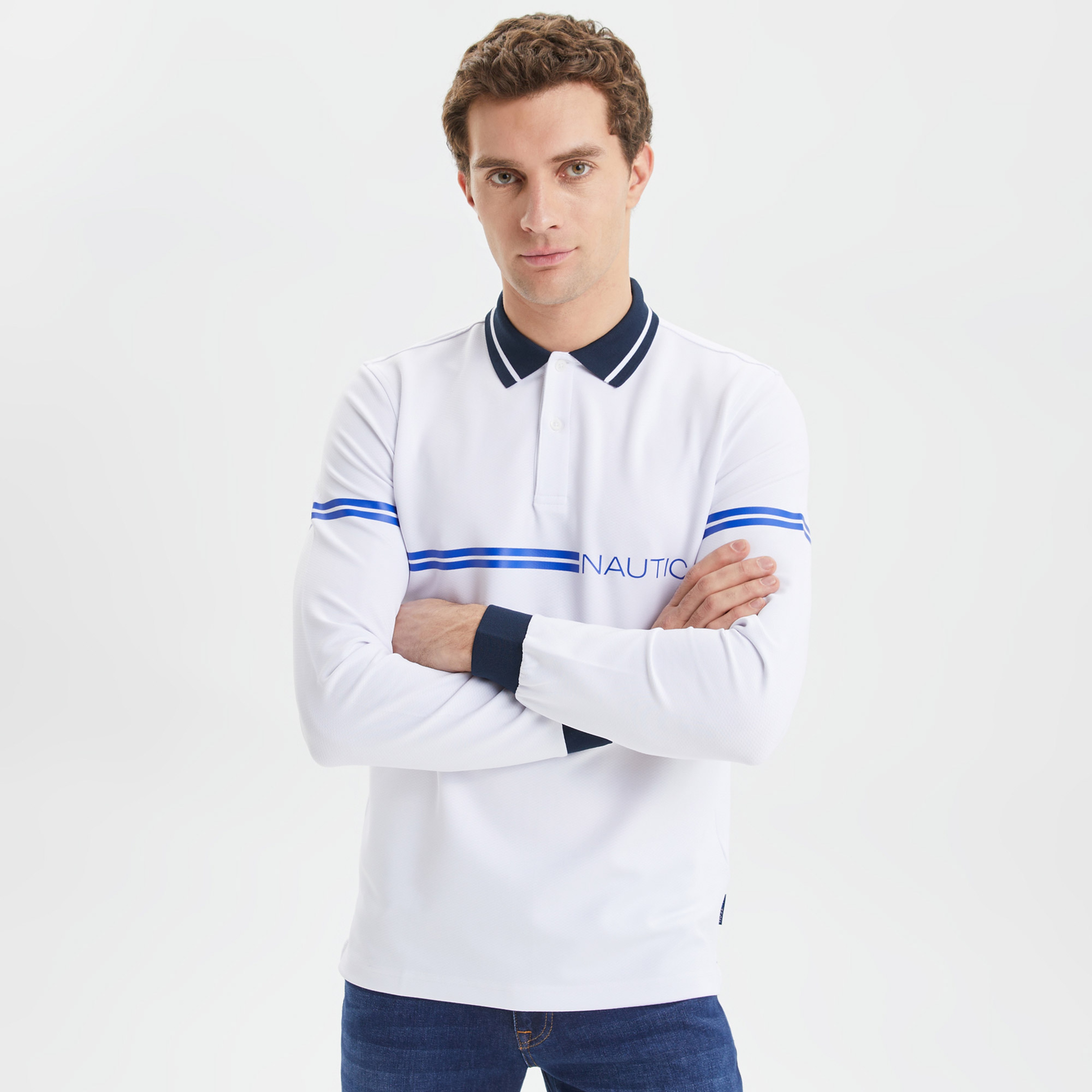 NAUTICA ERKEK BEYAZ UZUN KOLLU CLASSIC FIT UZUN KOLLU POLO