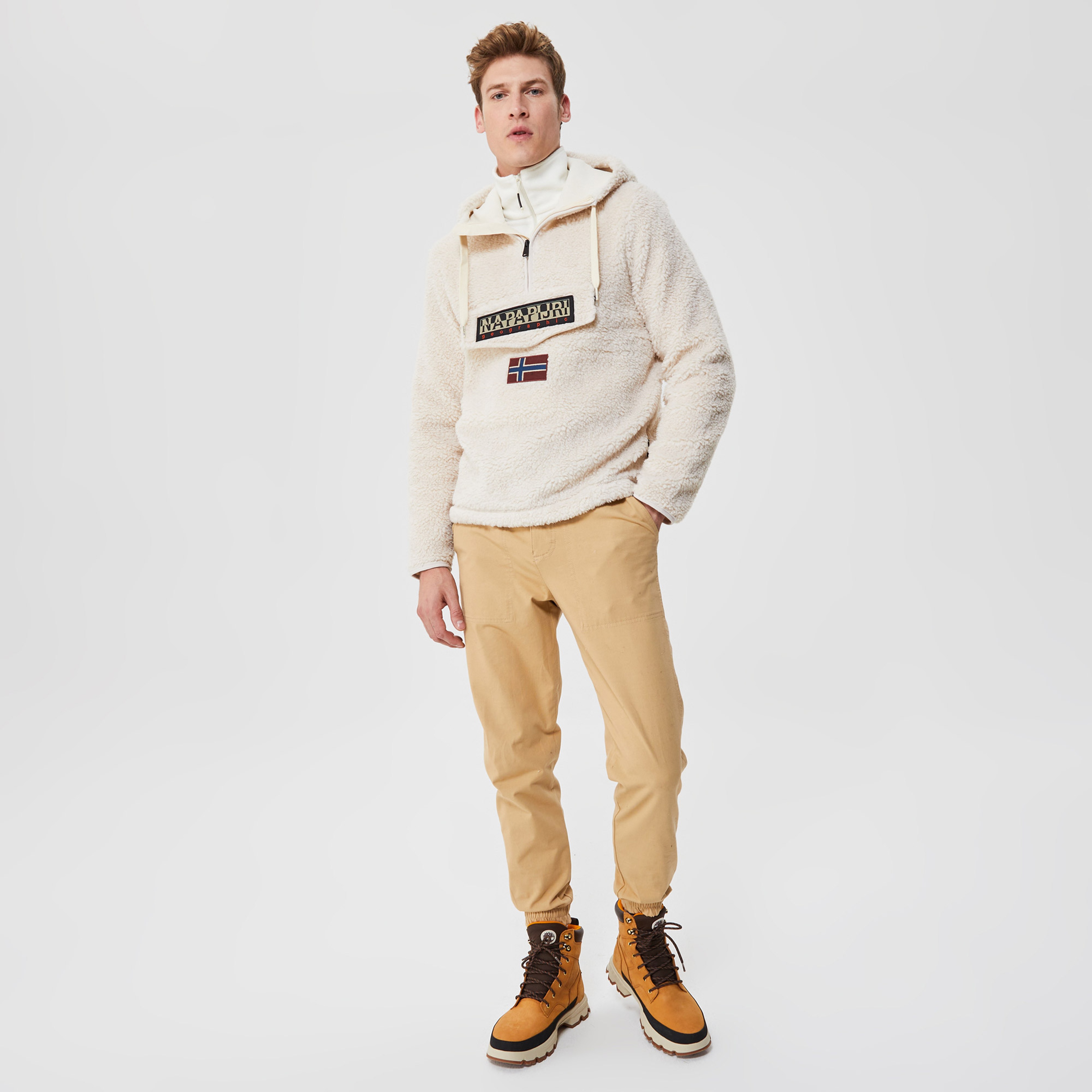 Napapijri T-Burgee Erkek Beyaz Hoodie