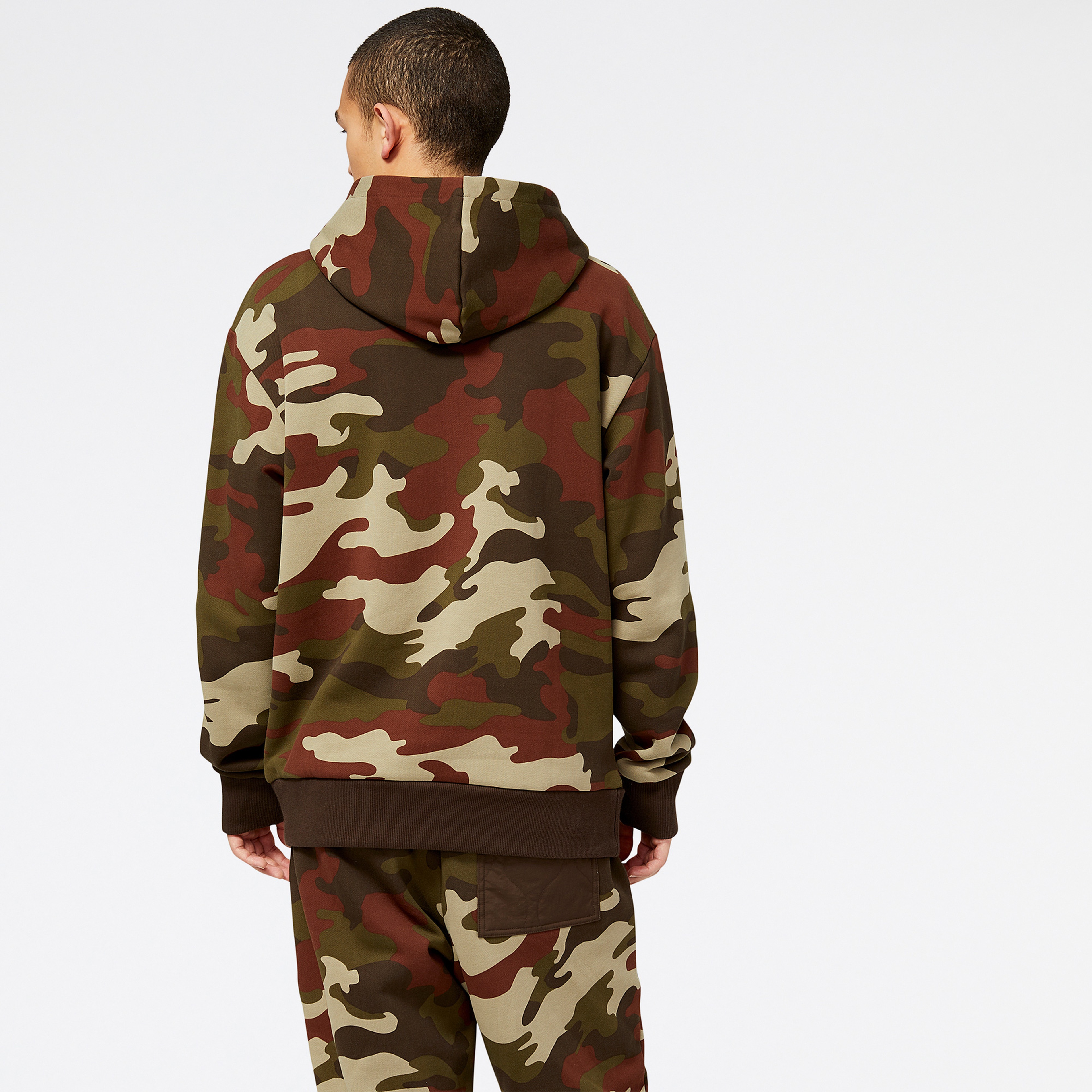 New Balance Athletics Camo Fleece Erkek Haki Hoodie