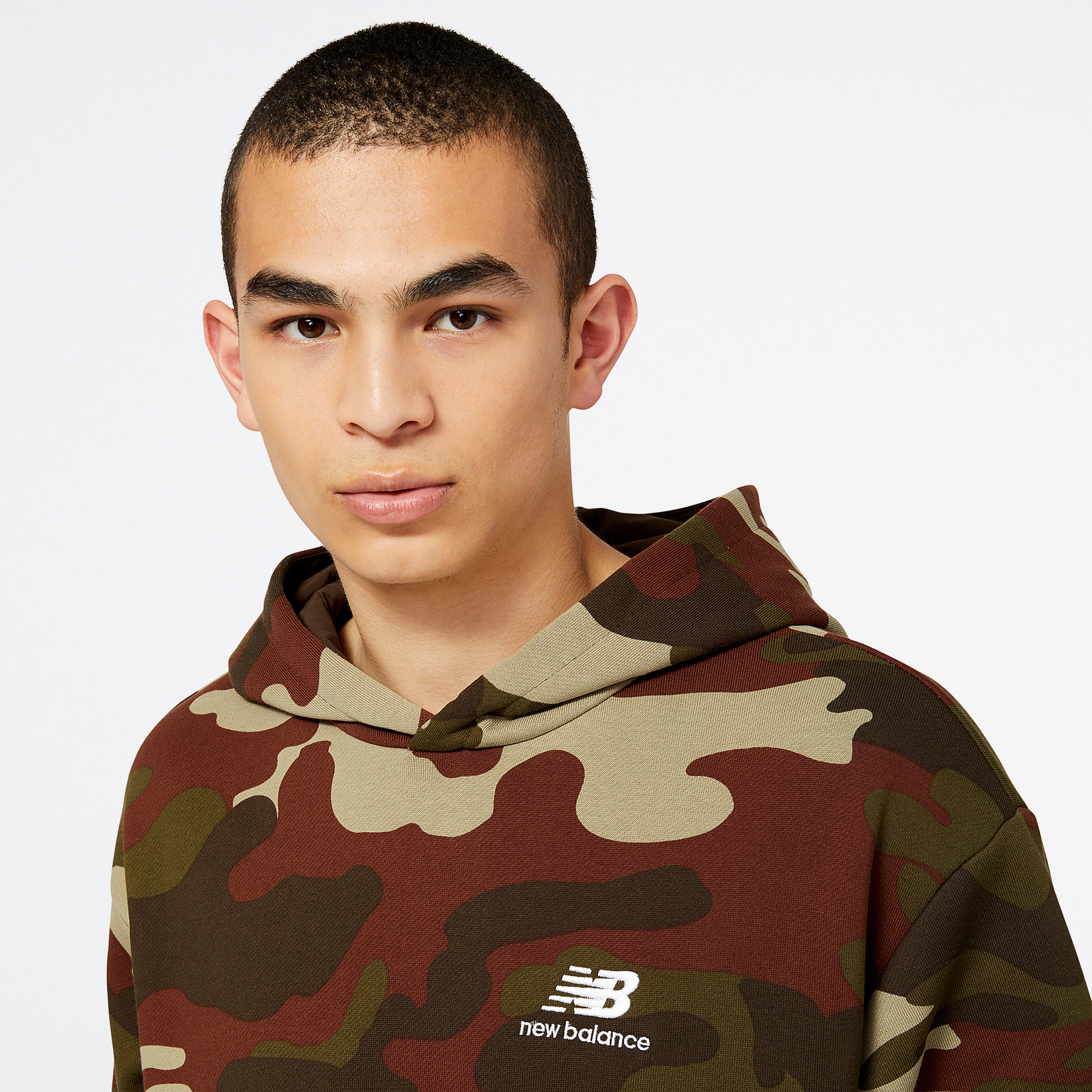 New Balance Athletics Camo Fleece Erkek Haki Hoodie
