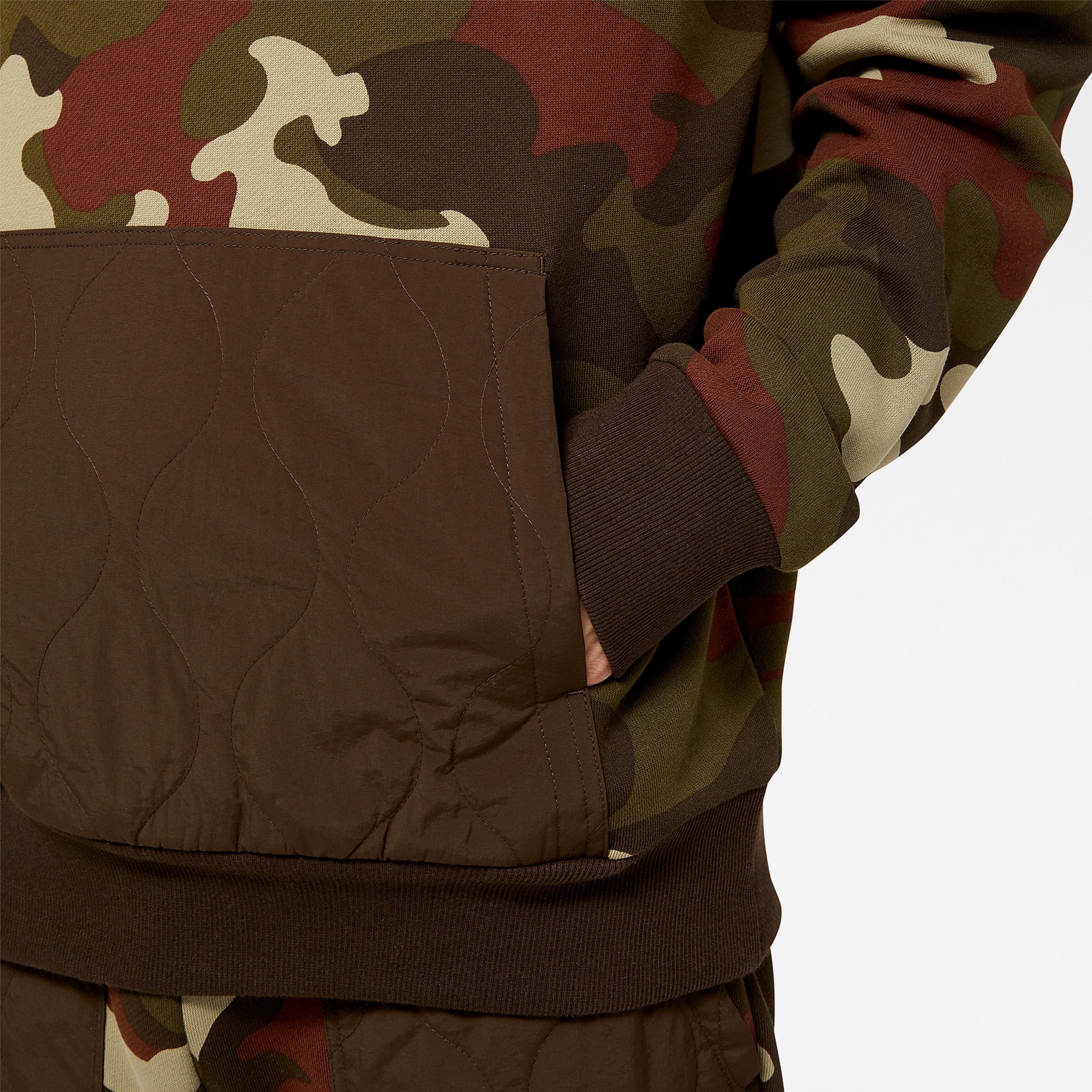 New Balance Athletics Camo Fleece Erkek Haki Hoodie