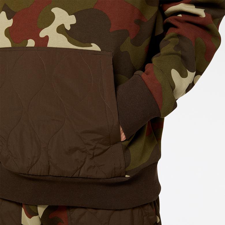 New Balance Athletics Camo Fleece Erkek Haki Hoodie