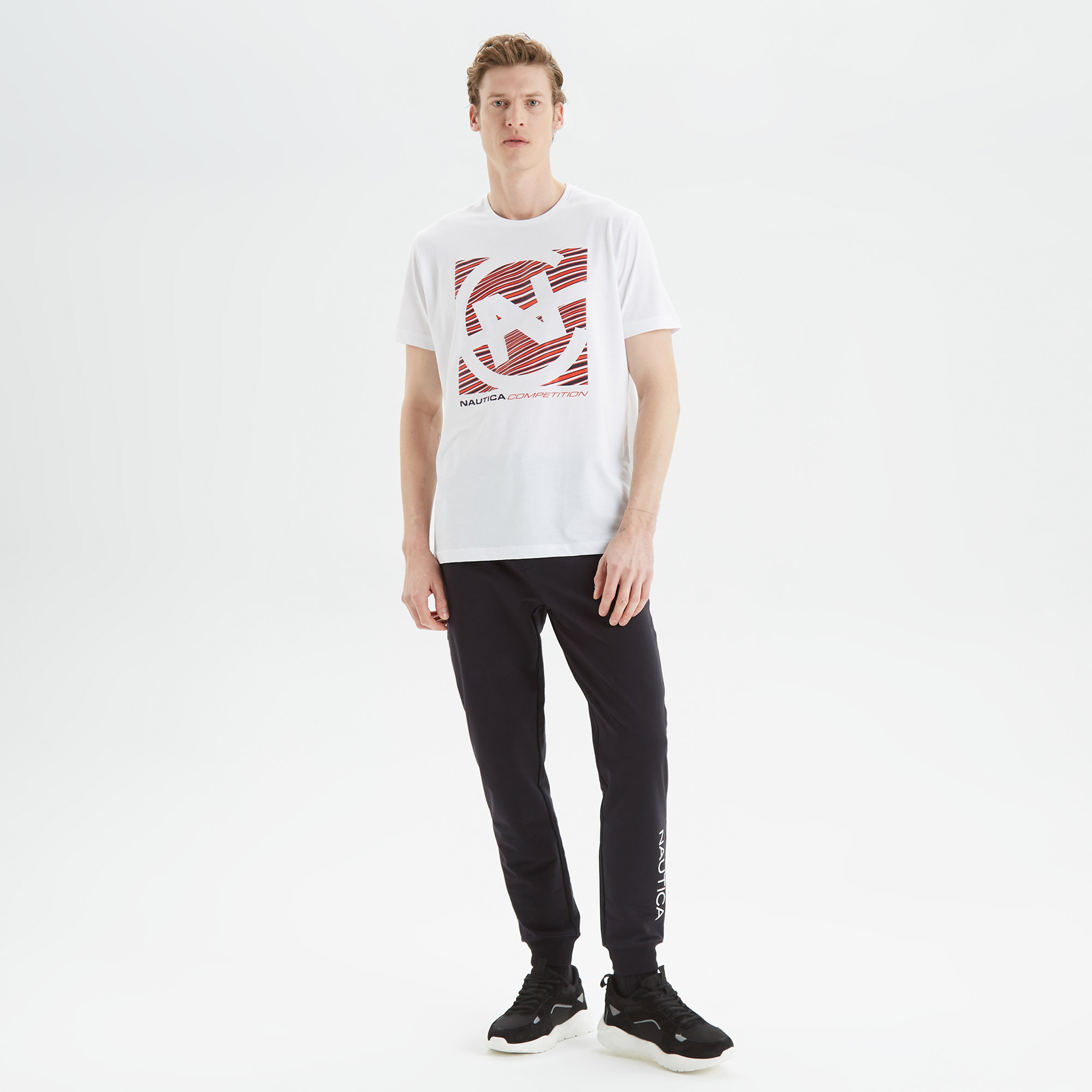Nautica Erkek Beyaz Standart Fit Baskılı T-Shirt