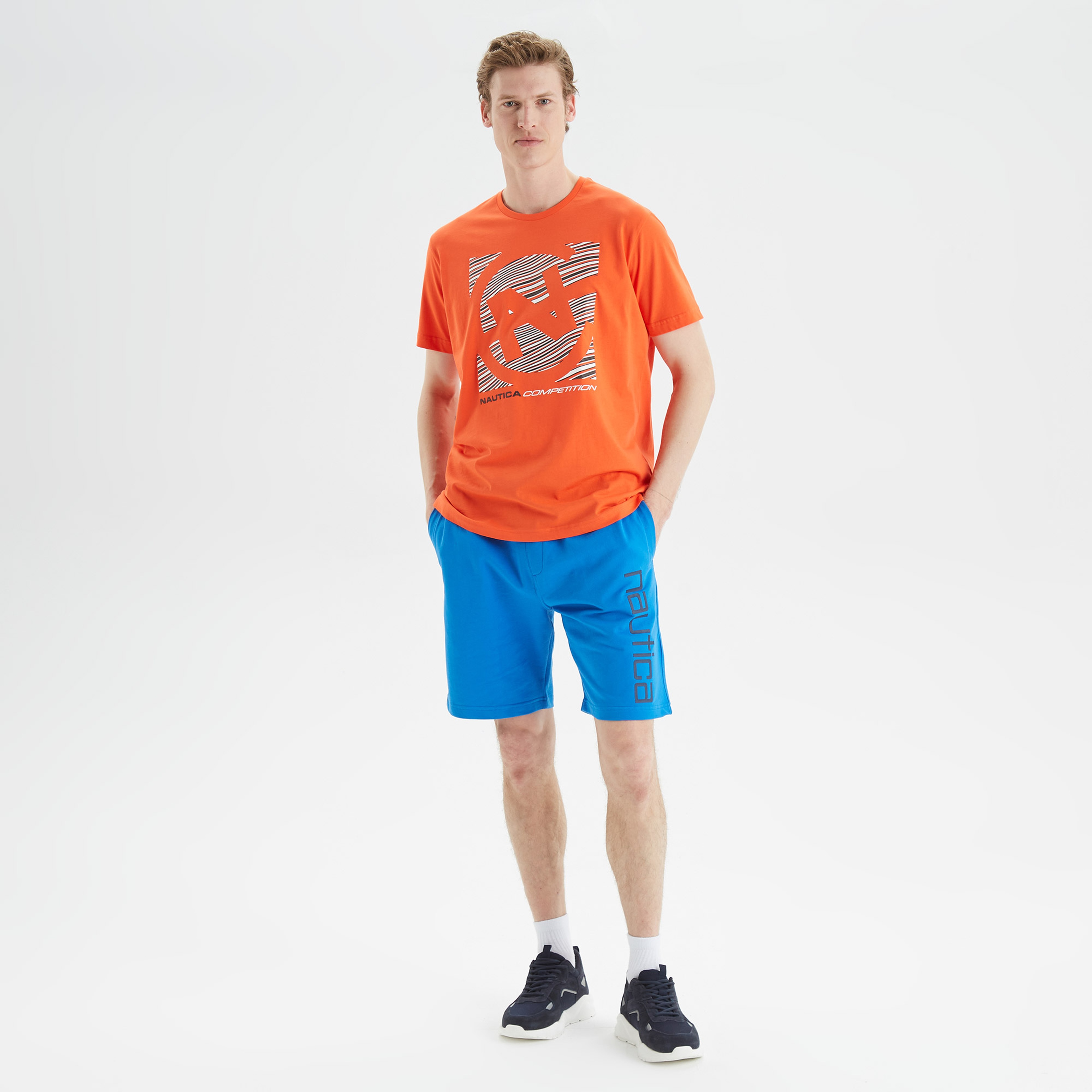 Nautica Erkek Turuncu Standart Fit Baskılı T-Shirt