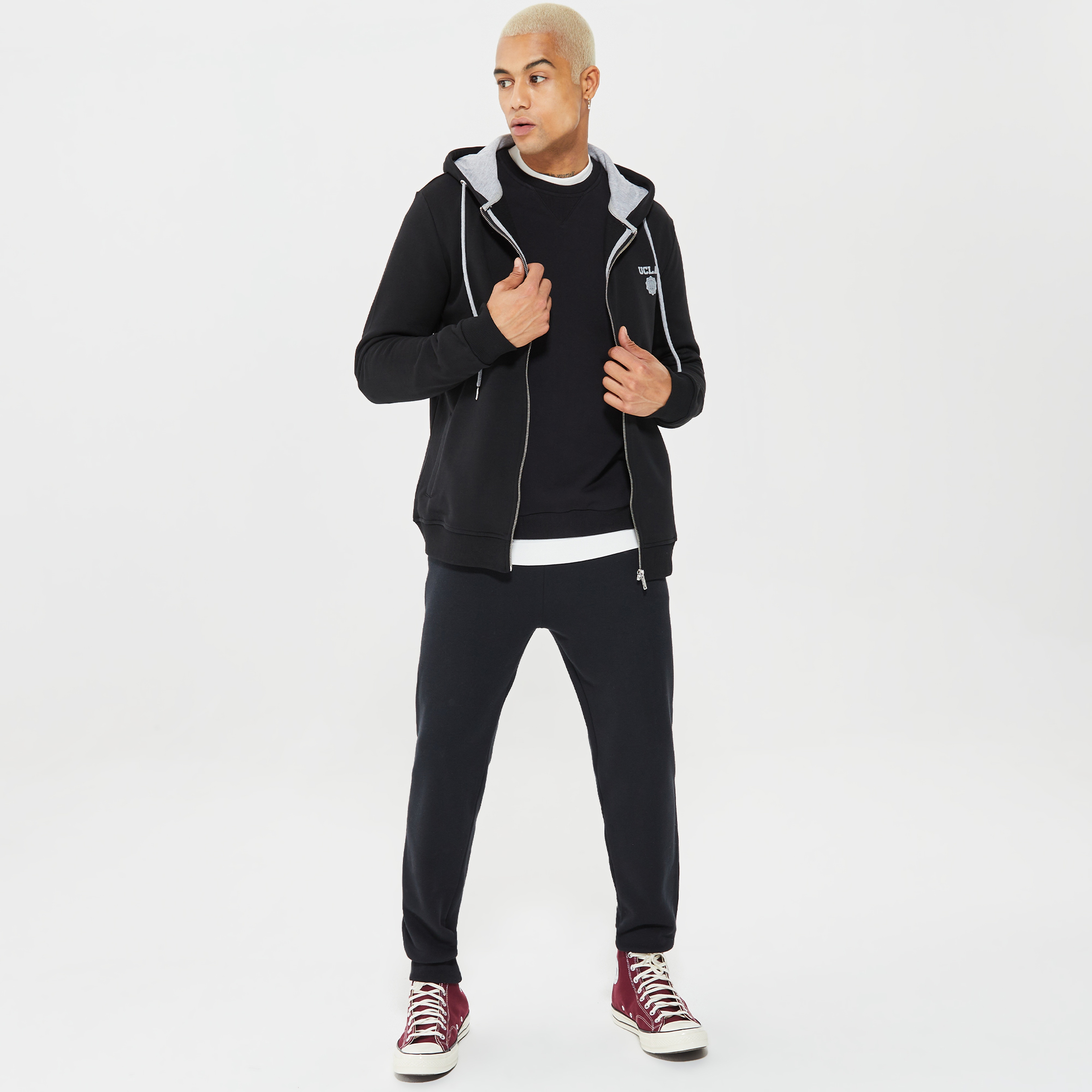 Ucla Hilgard Erkek Siyah Fermuarlı Sweatshirt