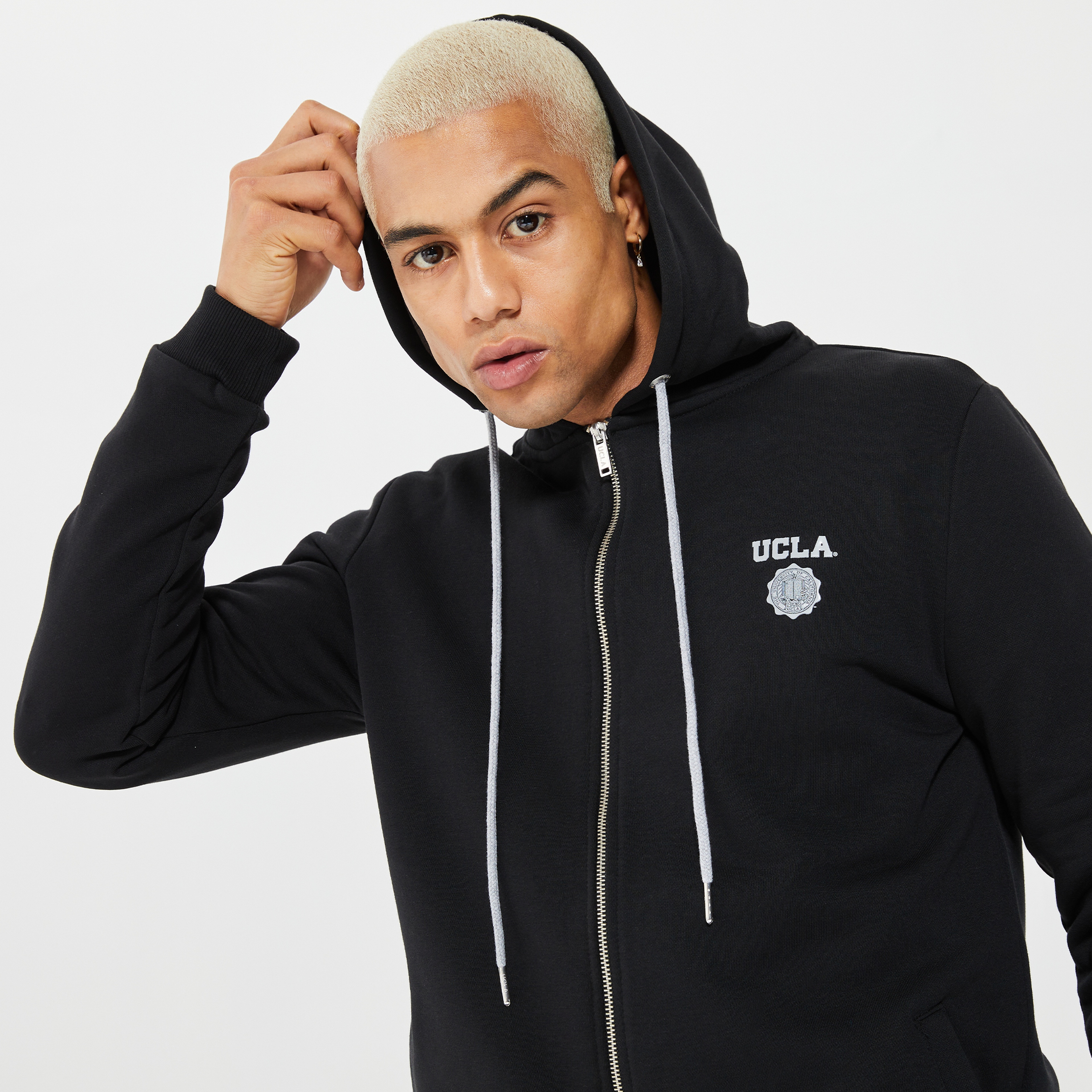 Ucla Hilgard Erkek Siyah Fermuarlı Sweatshirt