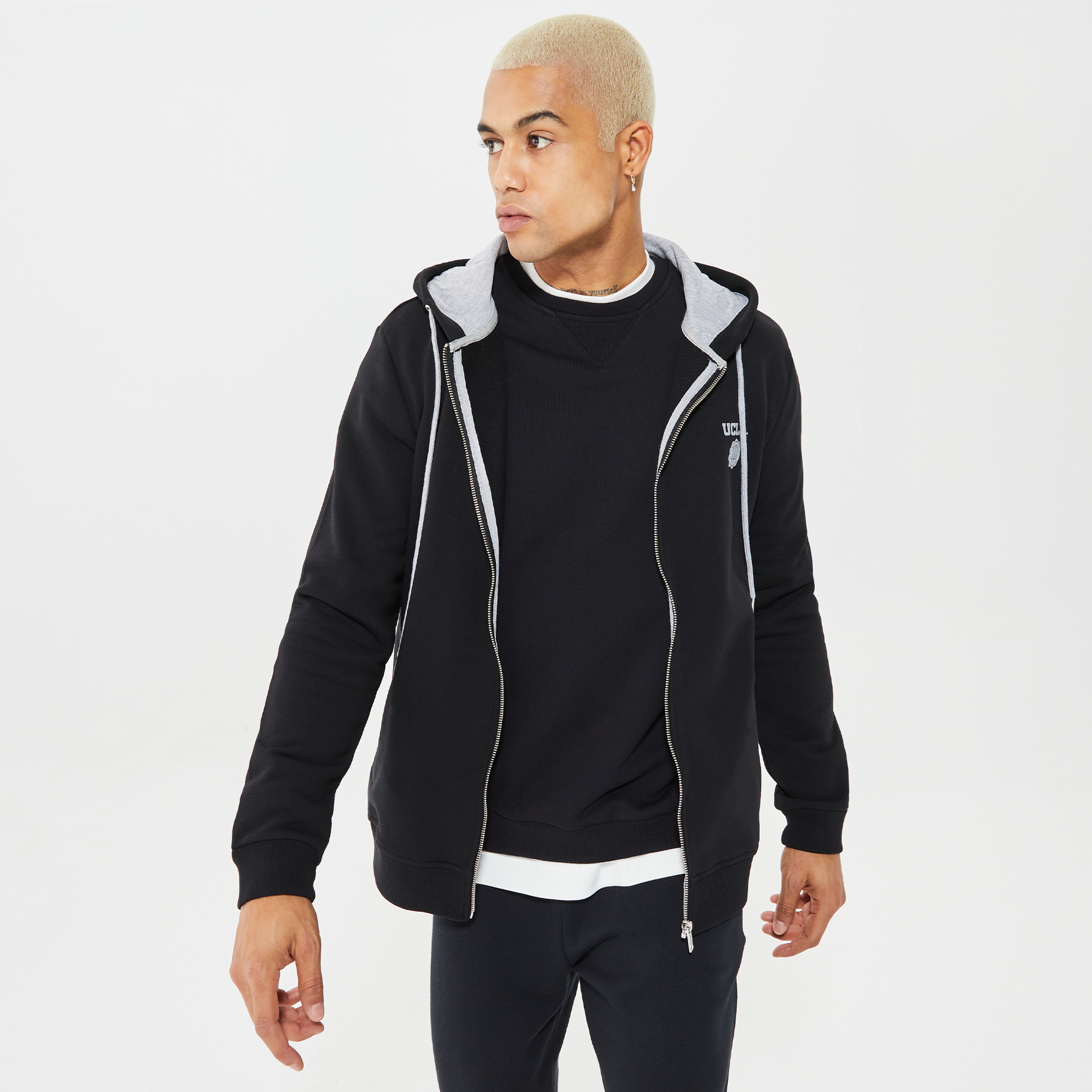 Ucla Hilgard Erkek Siyah Fermuarlı Sweatshirt
