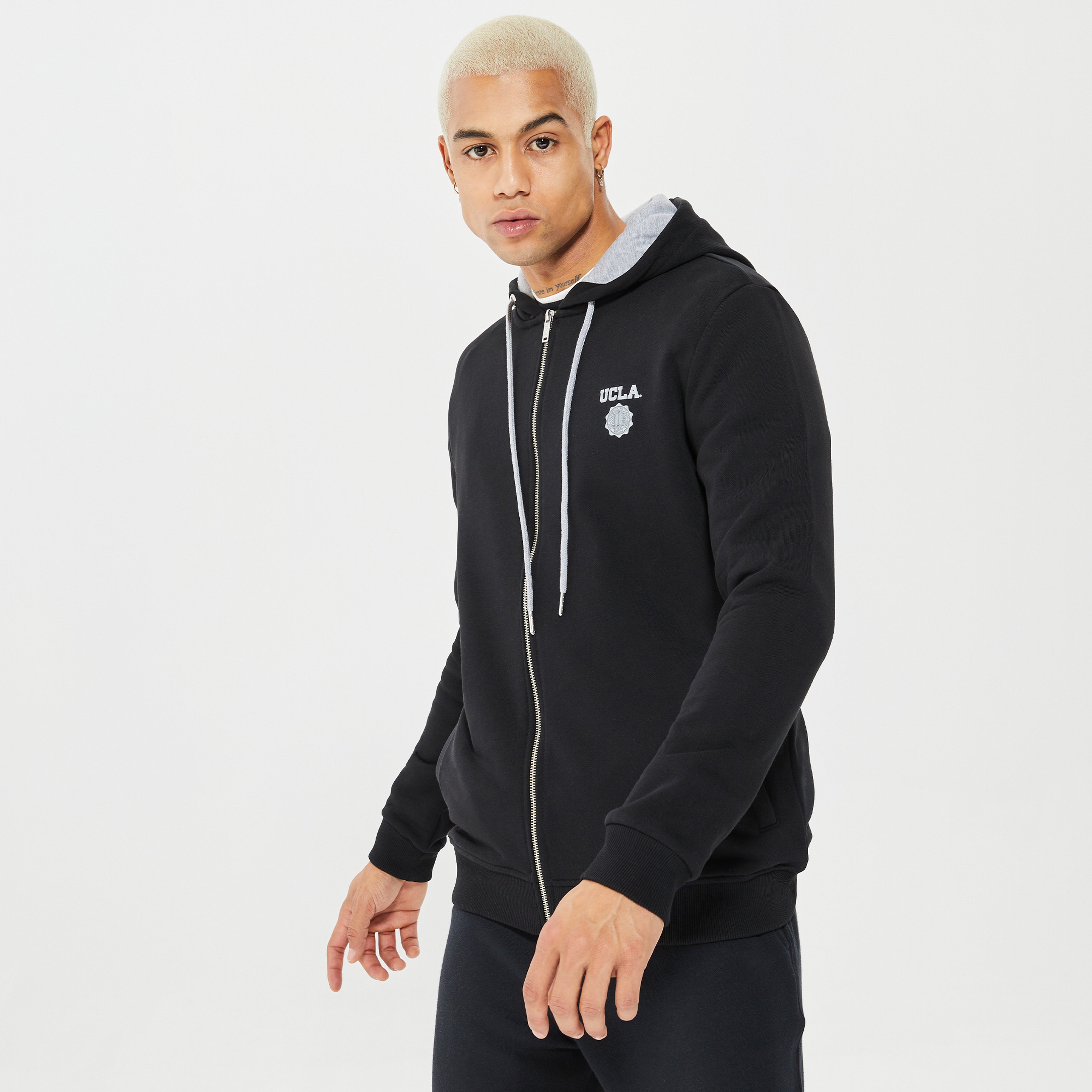 Ucla Hilgard Erkek Siyah Fermuarlı Sweatshirt