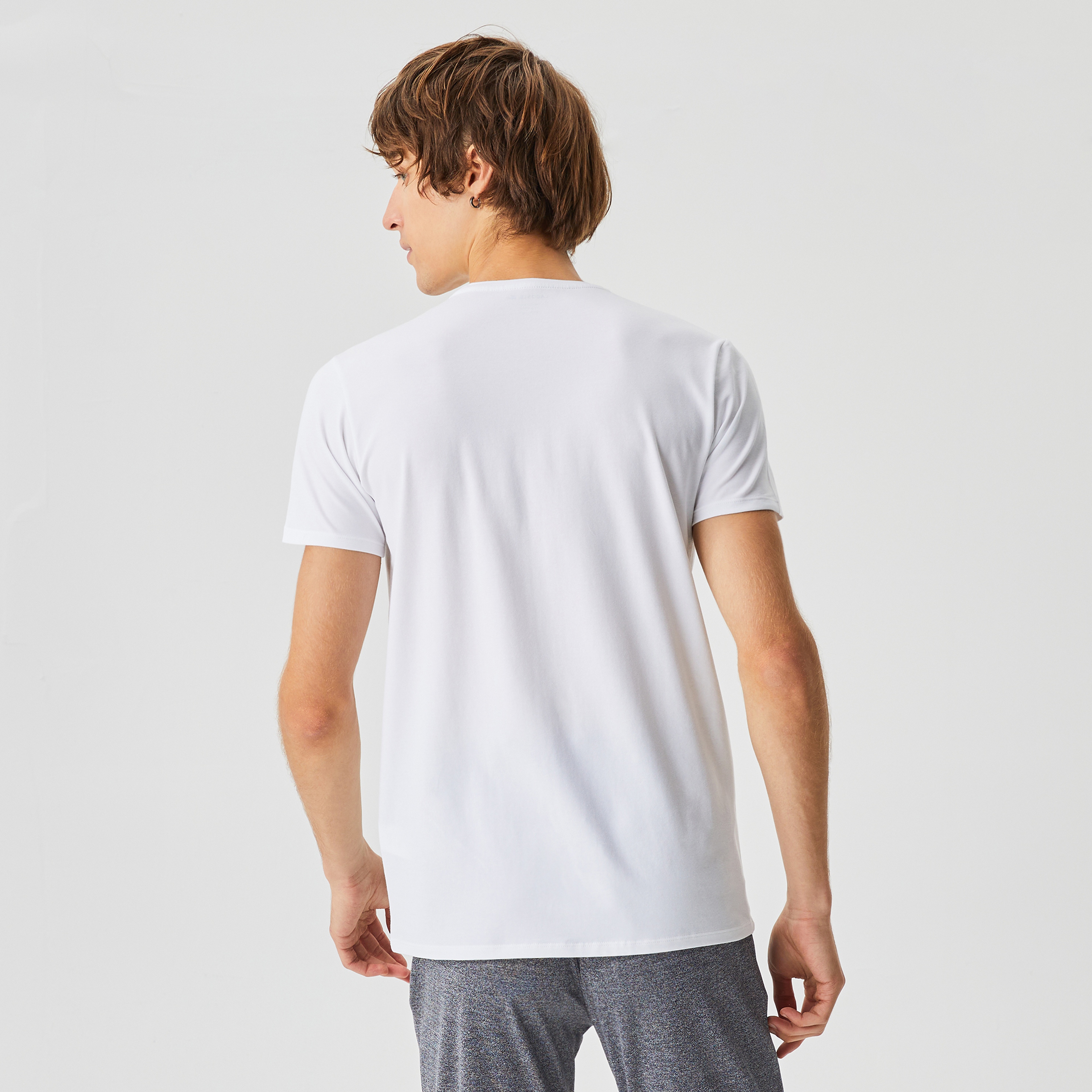 Erkek Slim Fit Bisiklet Yaka Beyaz T-Shirt