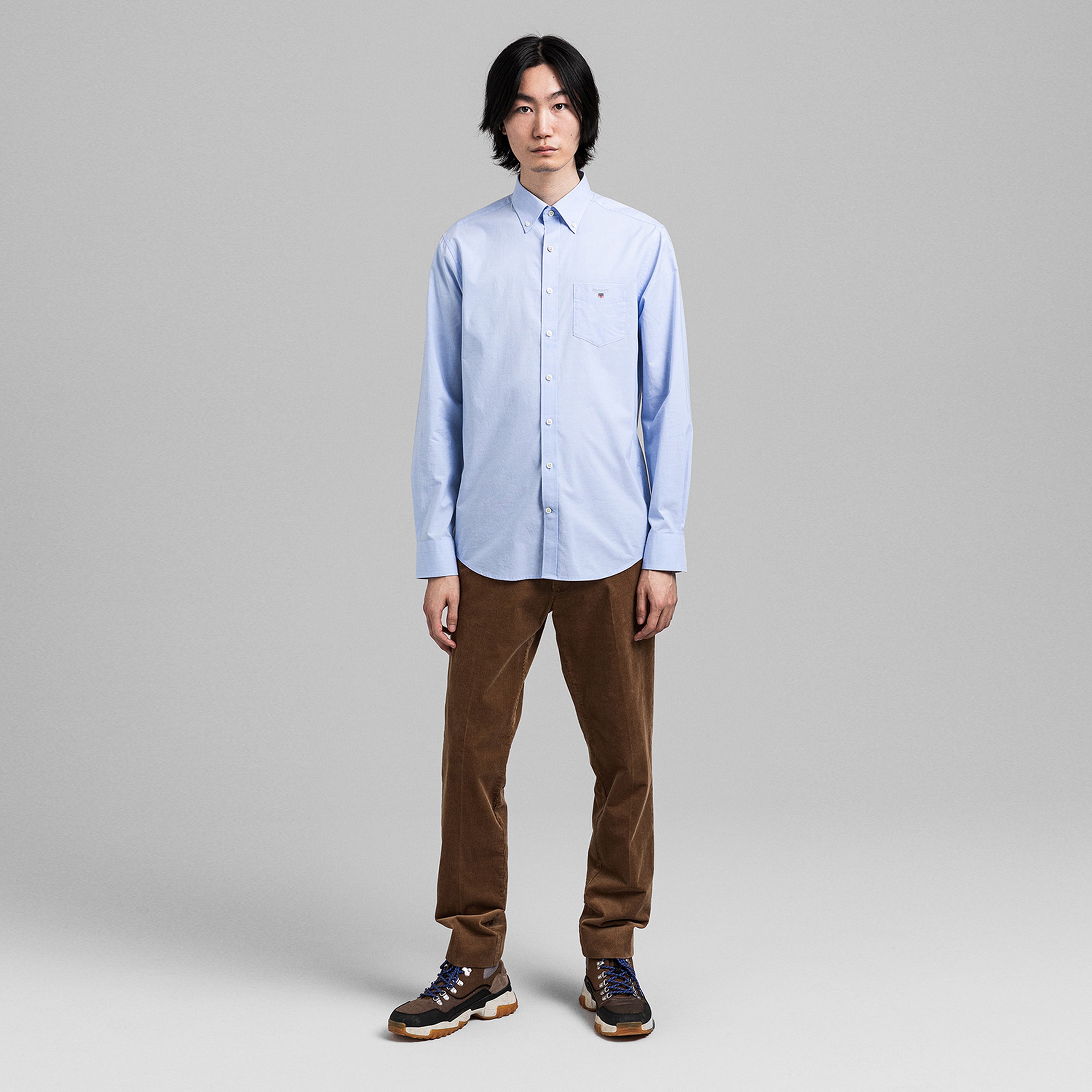 GANT Erkek Mavi Regular Fit Düğmeli Yaka Broadcloth Gömlek