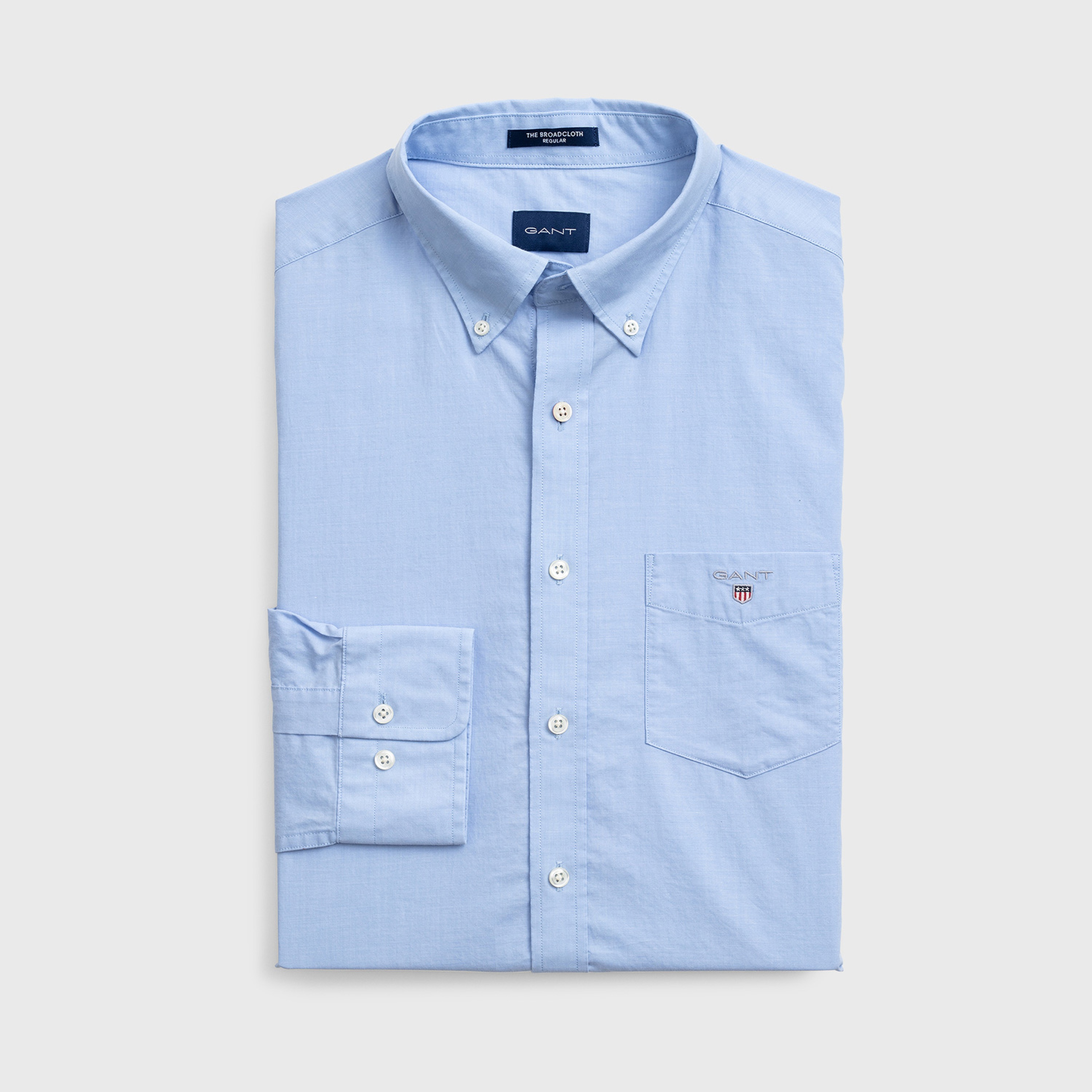 GANT Erkek Mavi Regular Fit Düğmeli Yaka Broadcloth Gömlek