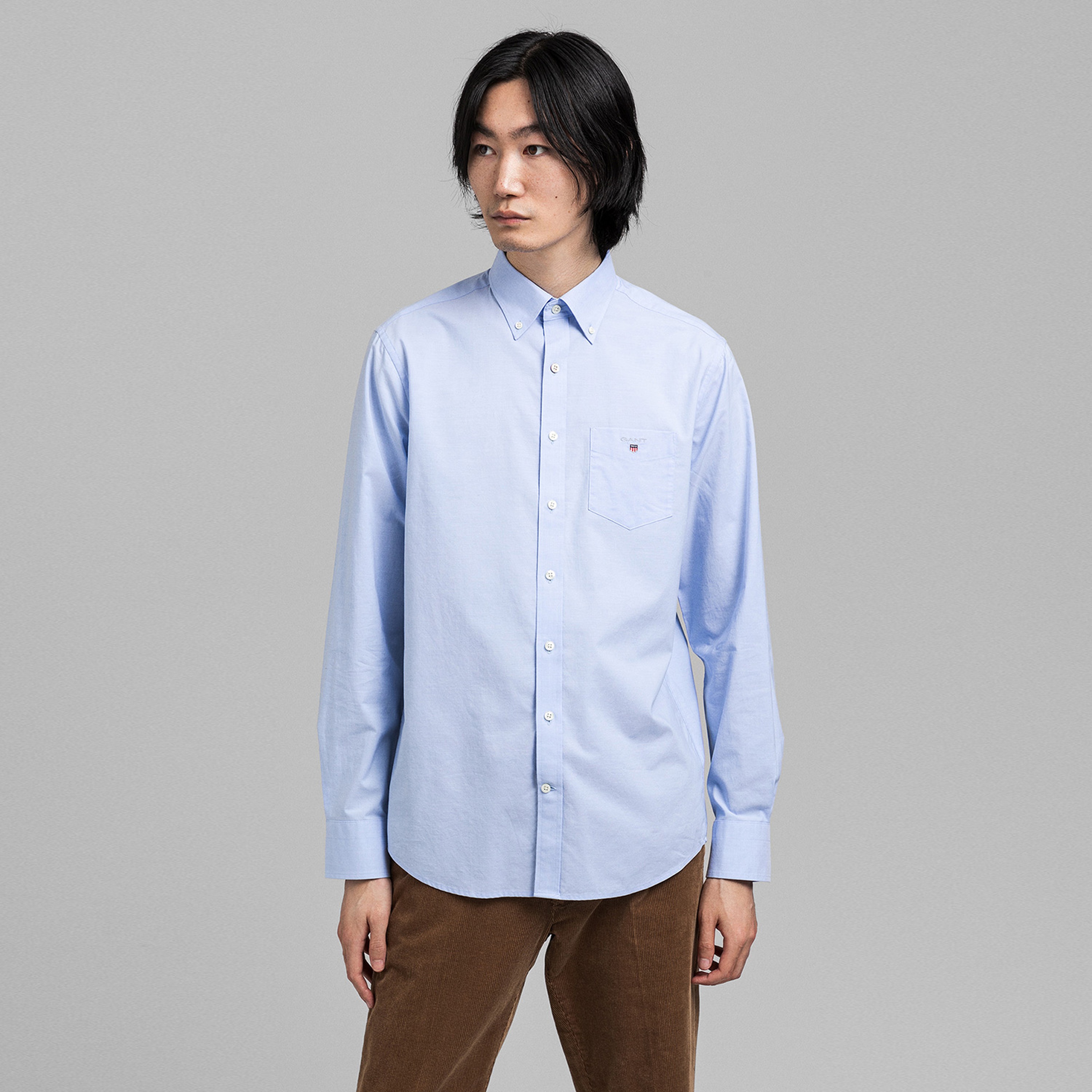 GANT Erkek Mavi Regular Fit Düğmeli Yaka Broadcloth Gömlek