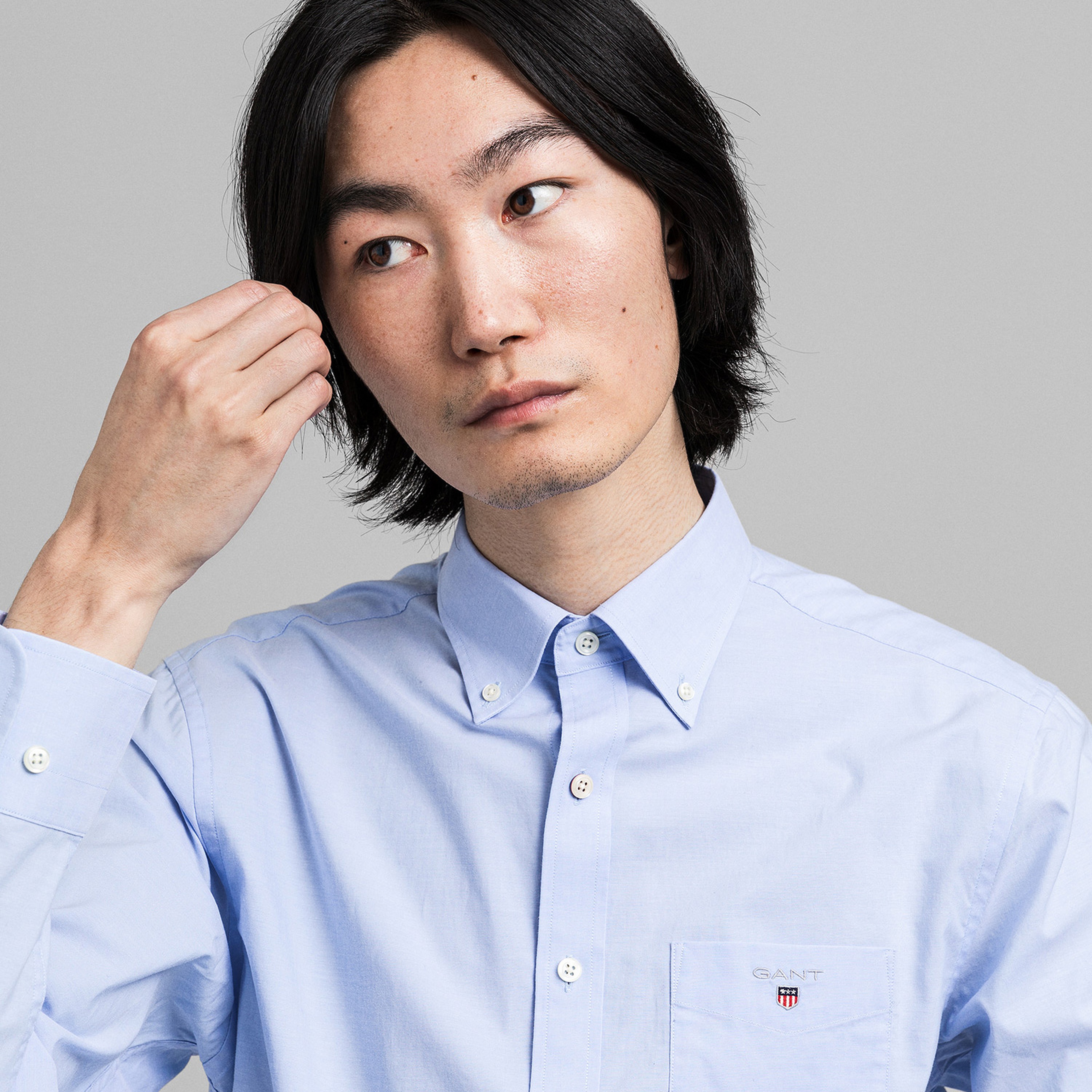 GANT Erkek Mavi Regular Fit Düğmeli Yaka Broadcloth Gömlek