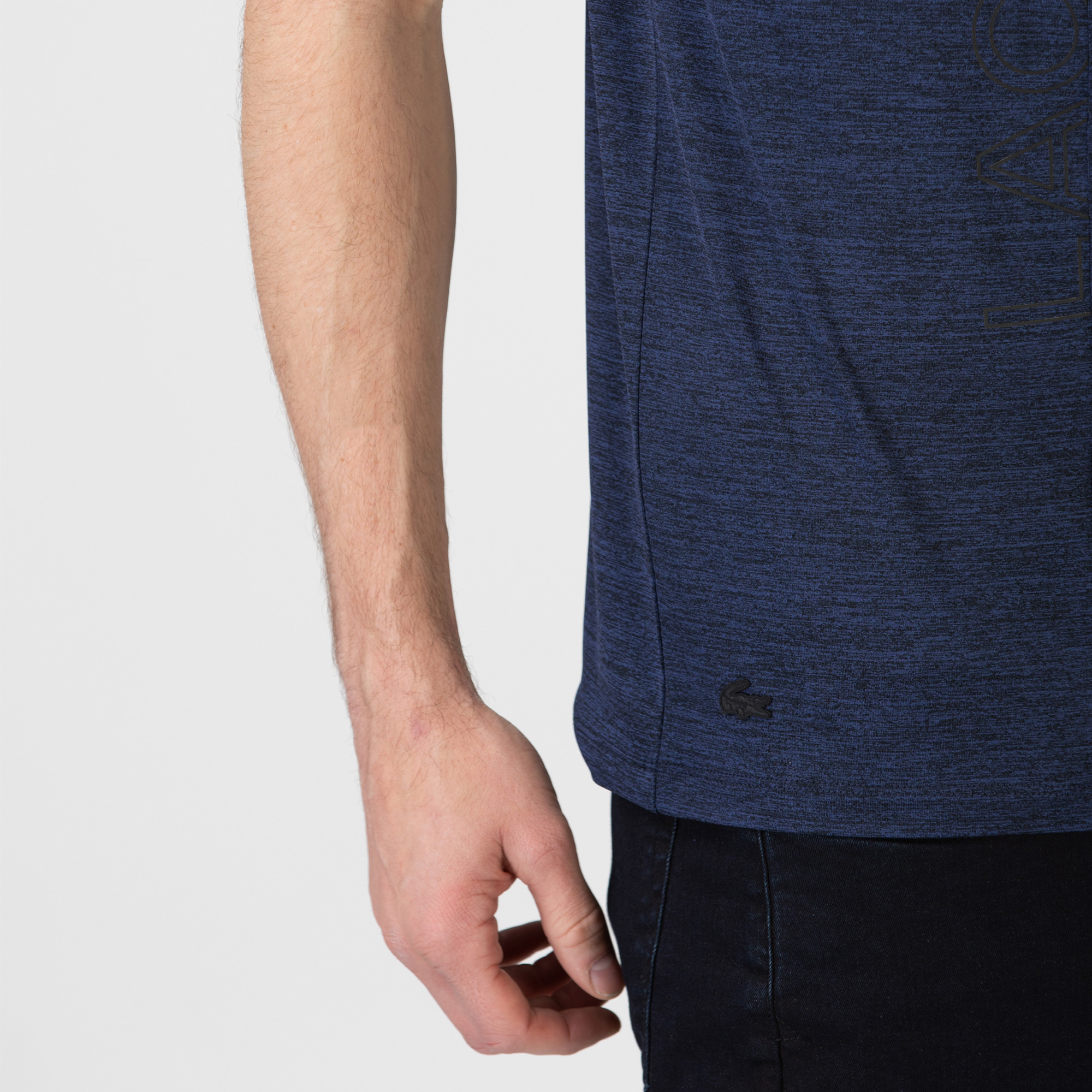 Lacoste Erkek Slim Fit Bisiklet Yaka Baskılı Lacivert T-Shirt