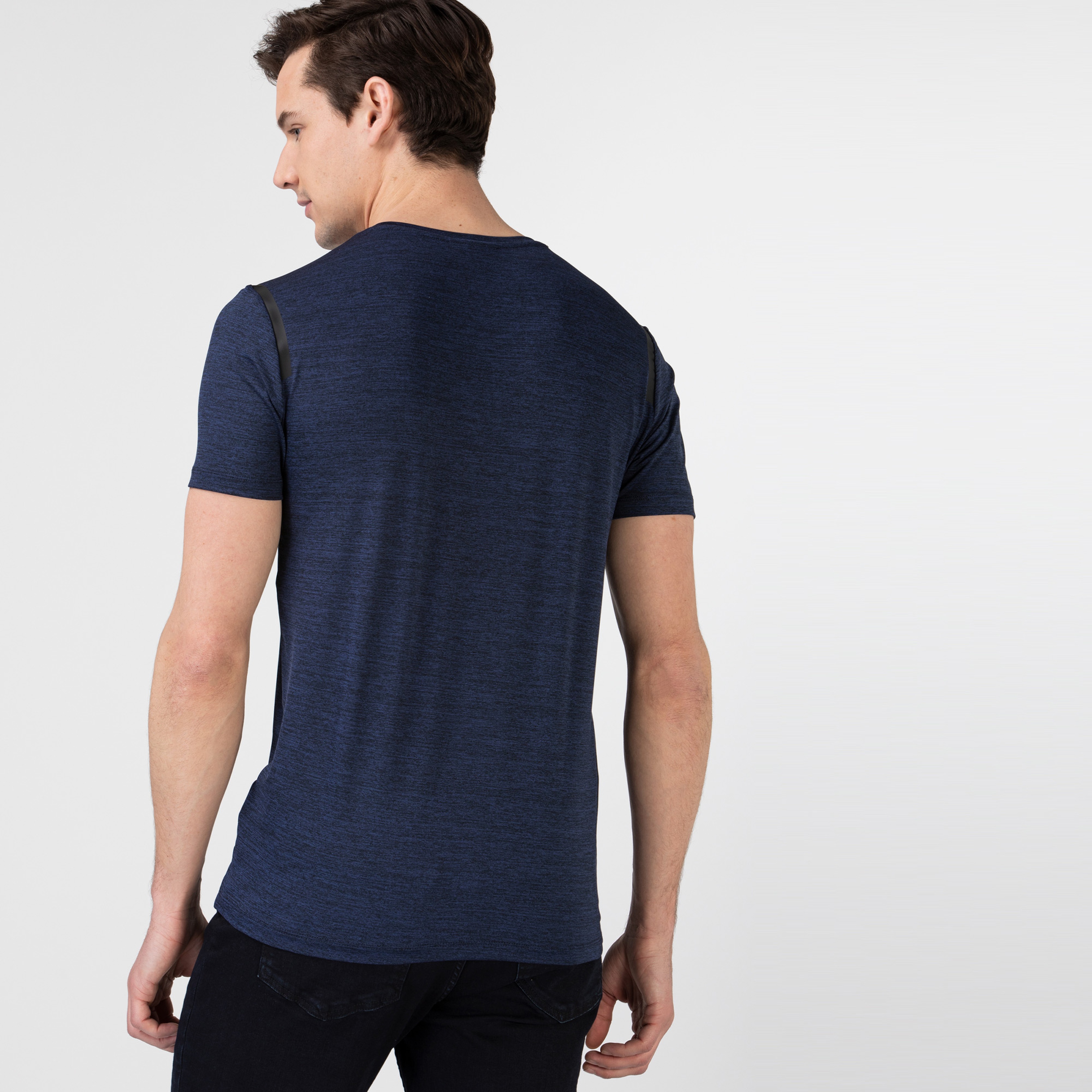 Lacoste Erkek Slim Fit Bisiklet Yaka Baskılı Lacivert T-Shirt