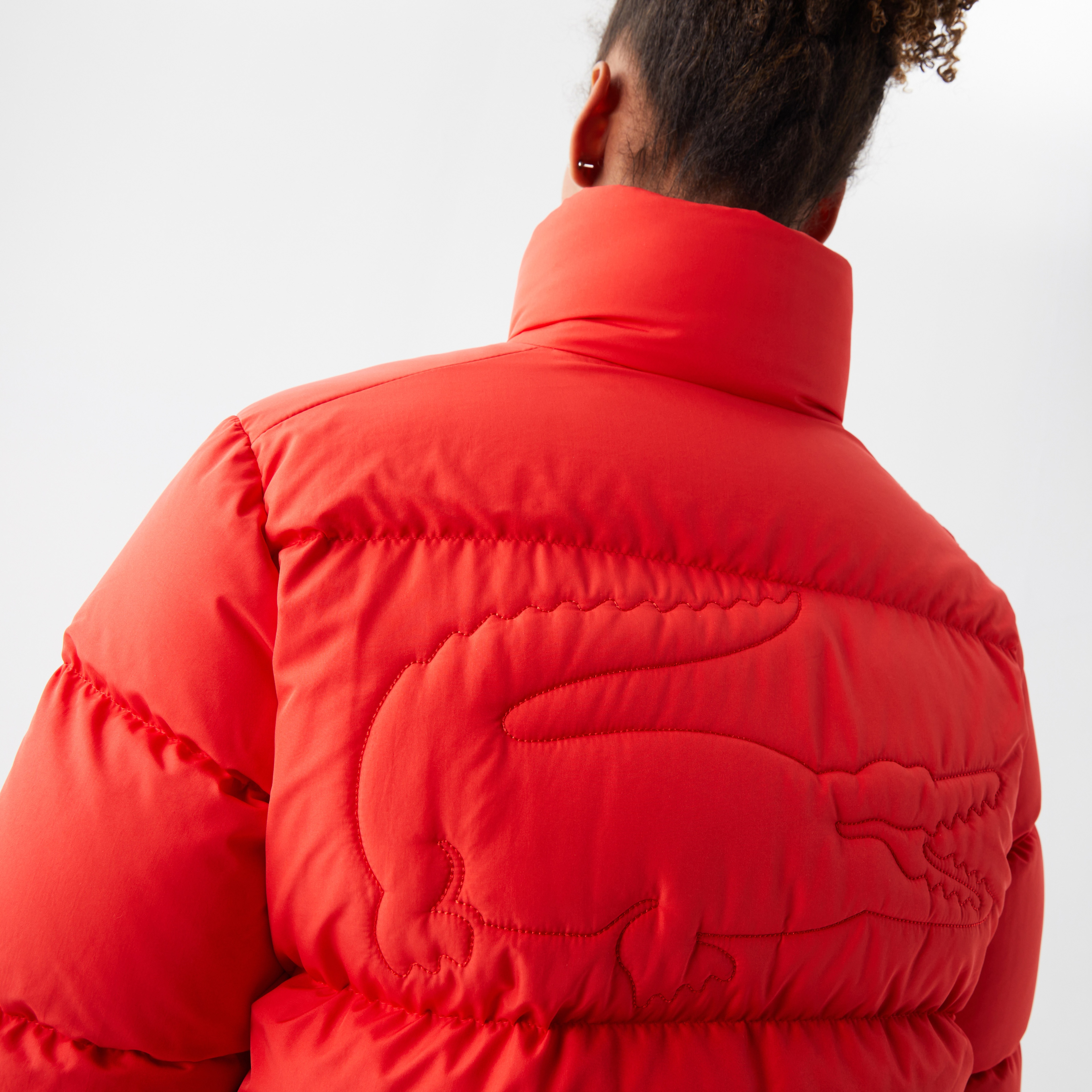 Lacoste Active Kadın Kapüşonlu Kapitone Kırmızı Mont