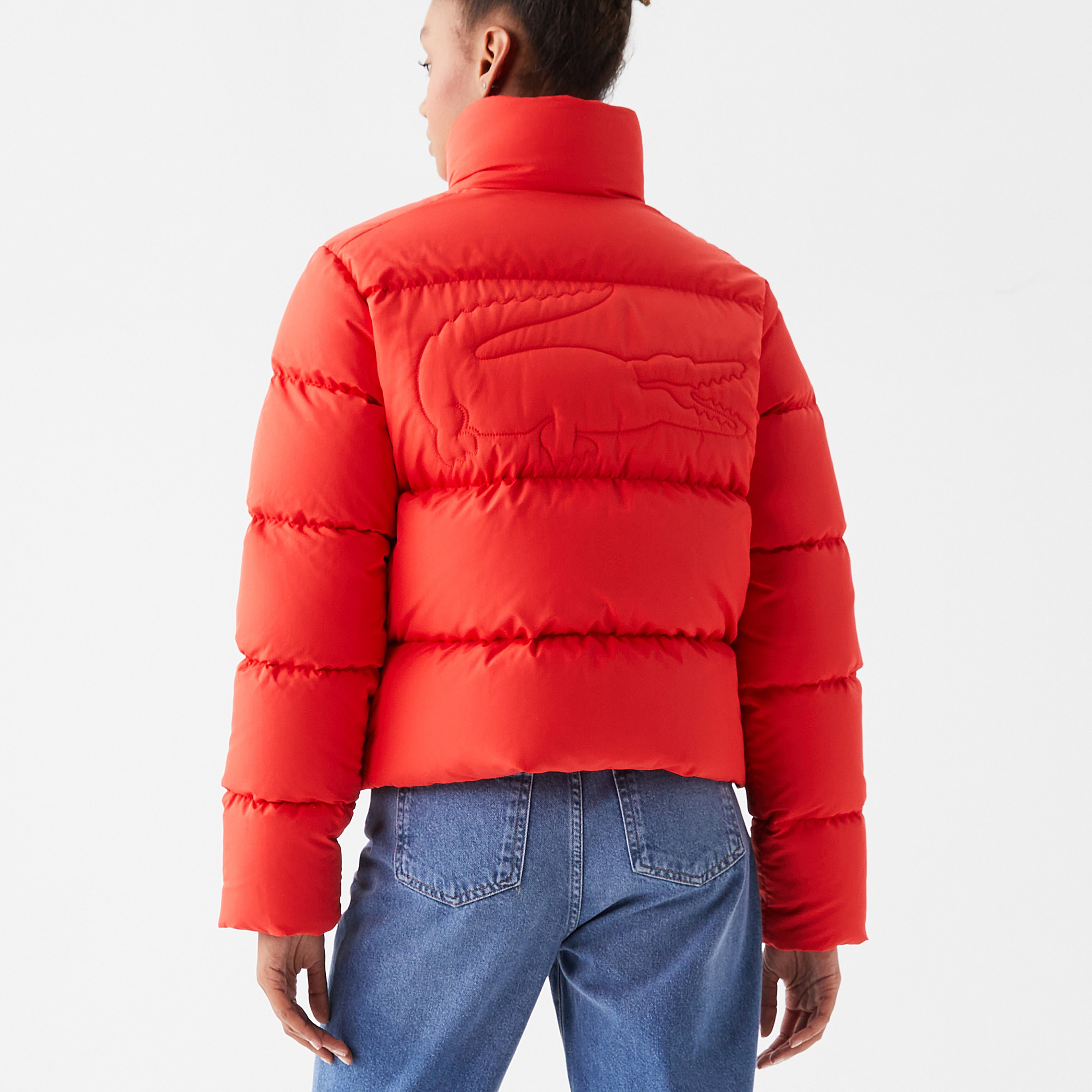 Lacoste Active Kadın Kapüşonlu Kapitone Kırmızı Mont