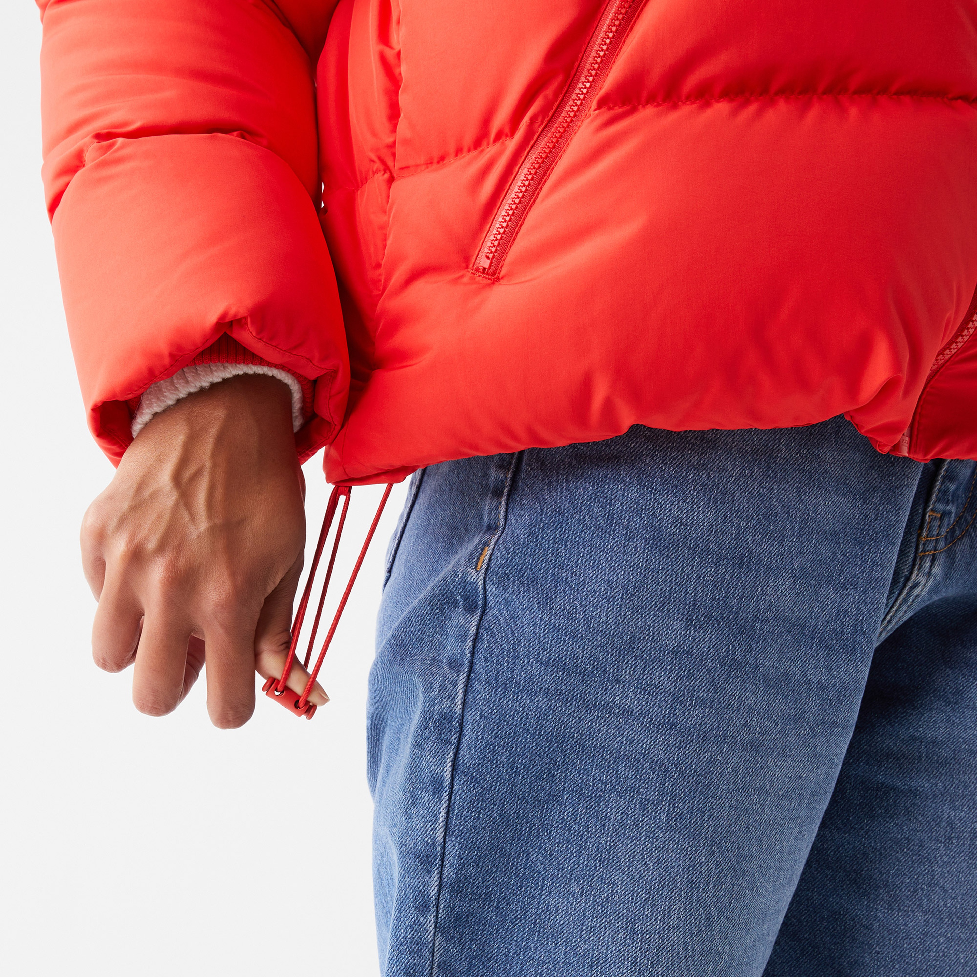 Lacoste Active Kadın Kapüşonlu Kapitone Kırmızı Mont