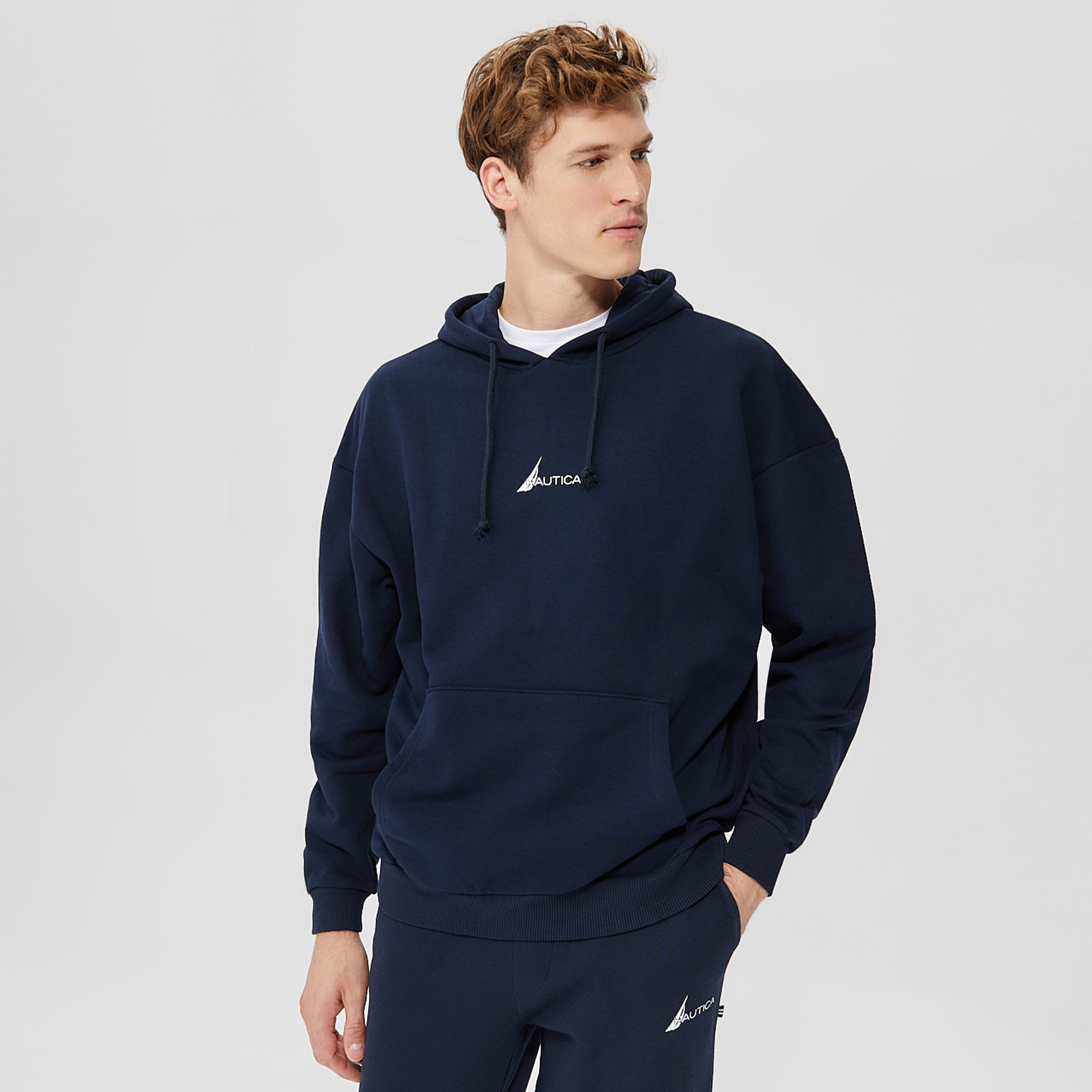Nautica Erkek Lacivert Oversize Kapüşonlu Sweatshirt