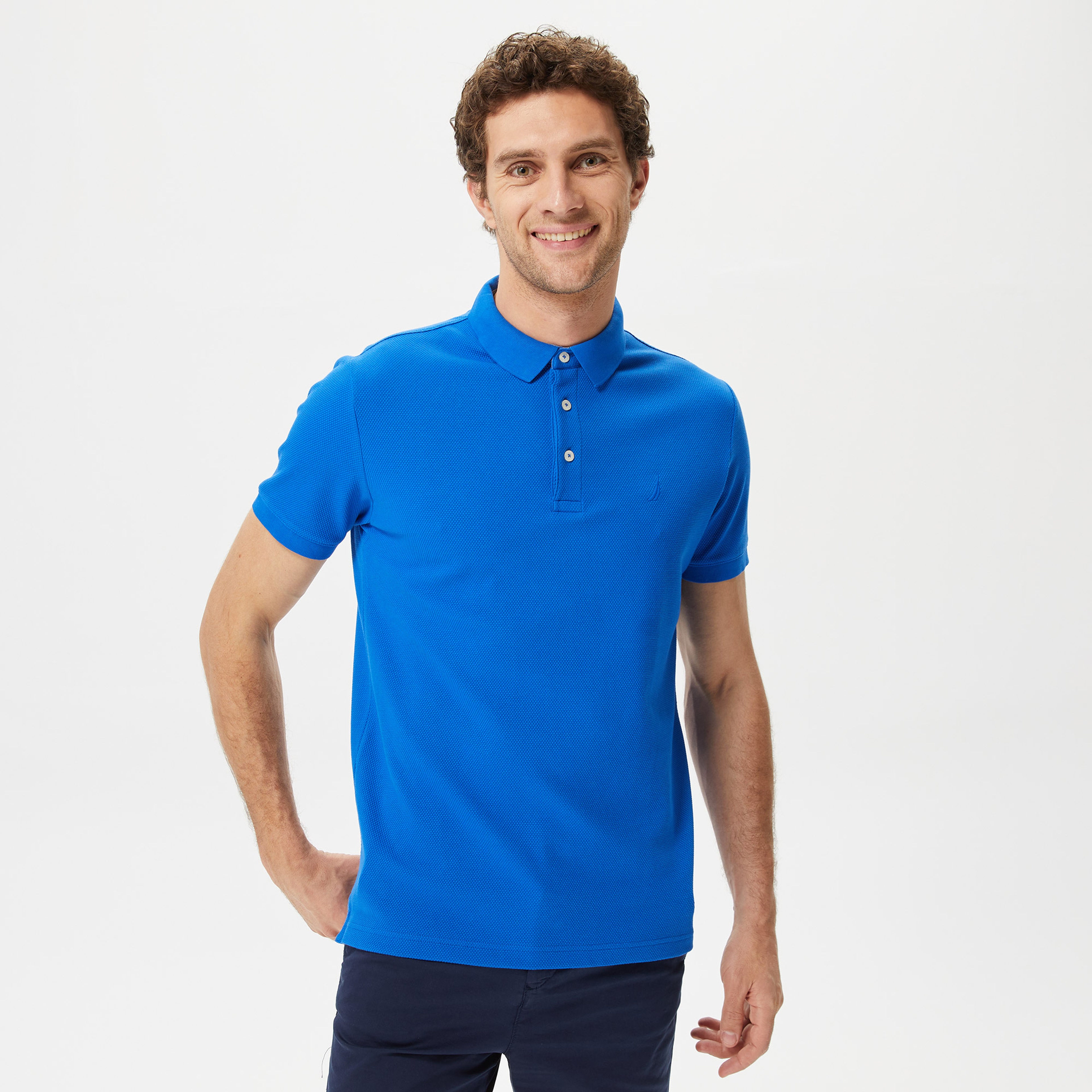 Nautica Erkek Mavi Slim Fit Kısa Kollu Polo Yaka T-Shirt