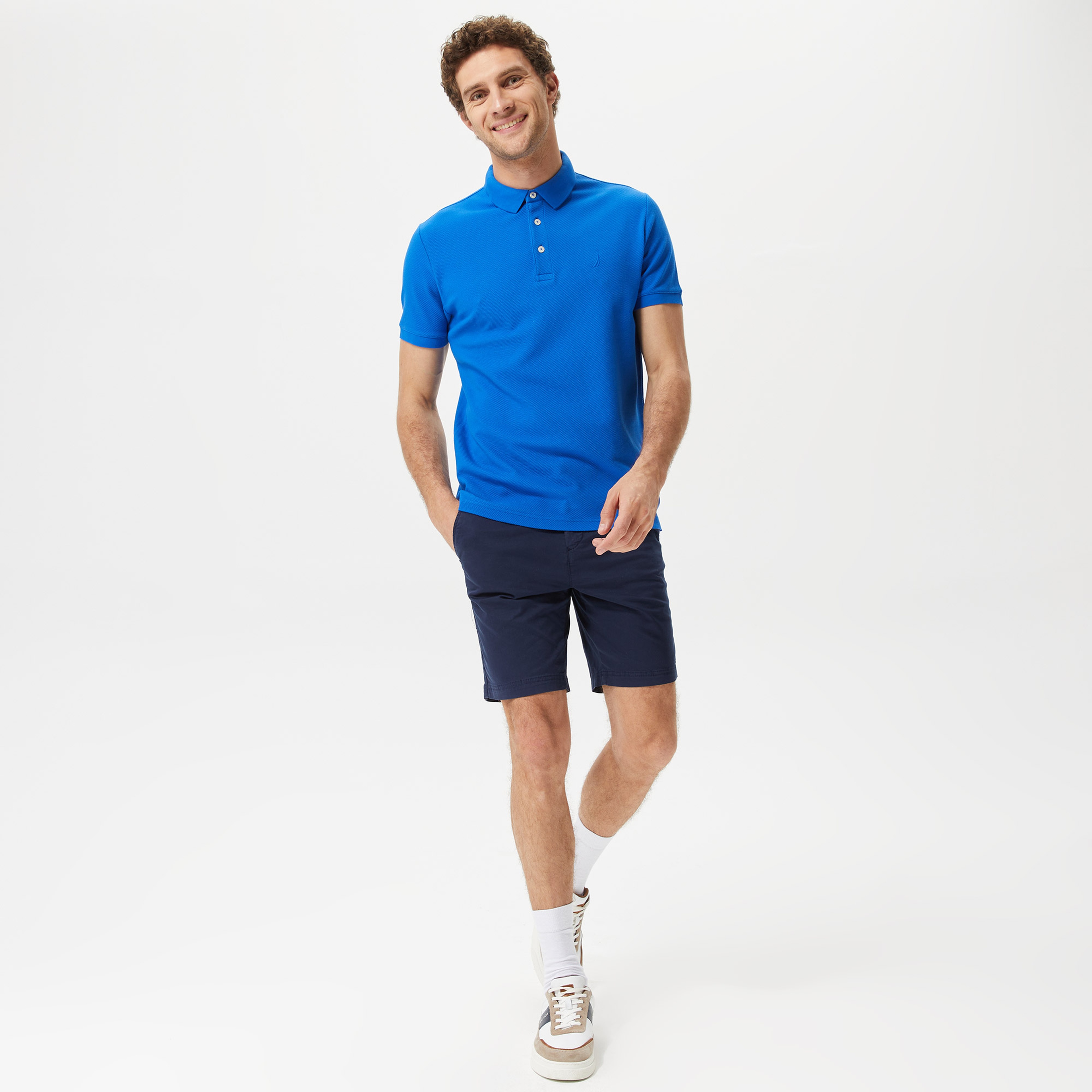 Nautica Erkek Mavi Slim Fit Kısa Kollu Polo Yaka T-Shirt