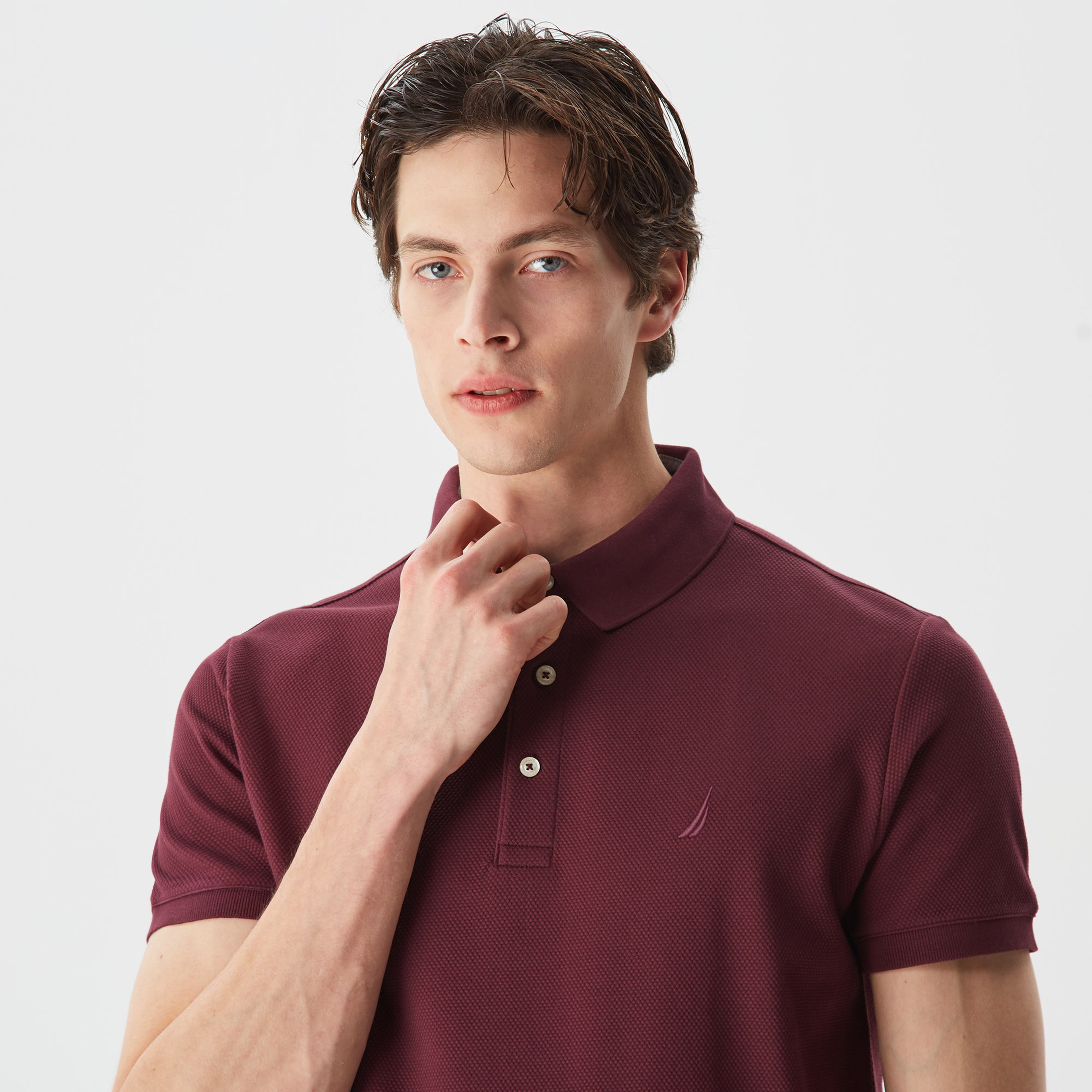 Nautica Erkek Bordo Slim Fit Kısa Kollu Polo Yaka T-Shirt