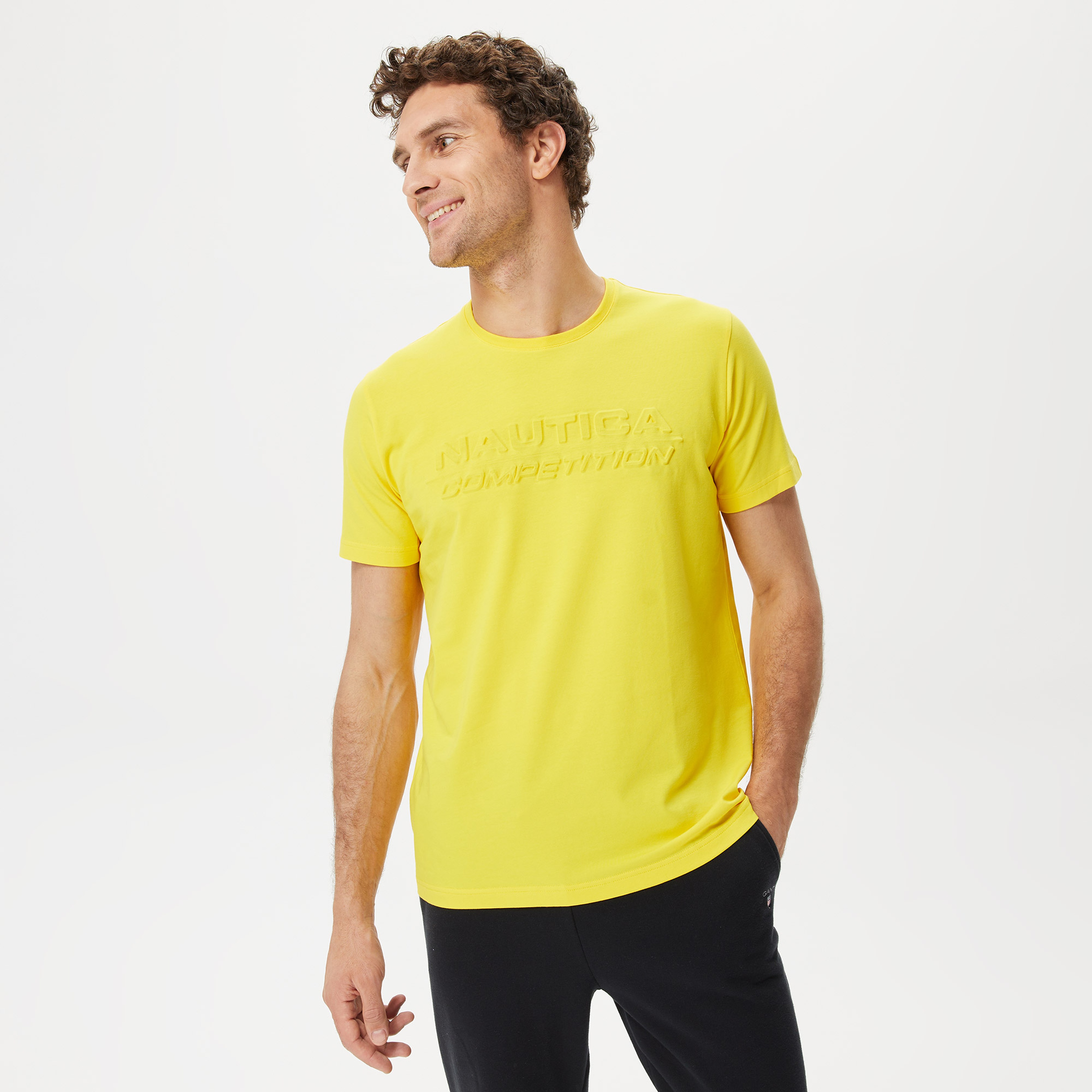 Nautica Erkek Sarı Standart Fit T-Shirt