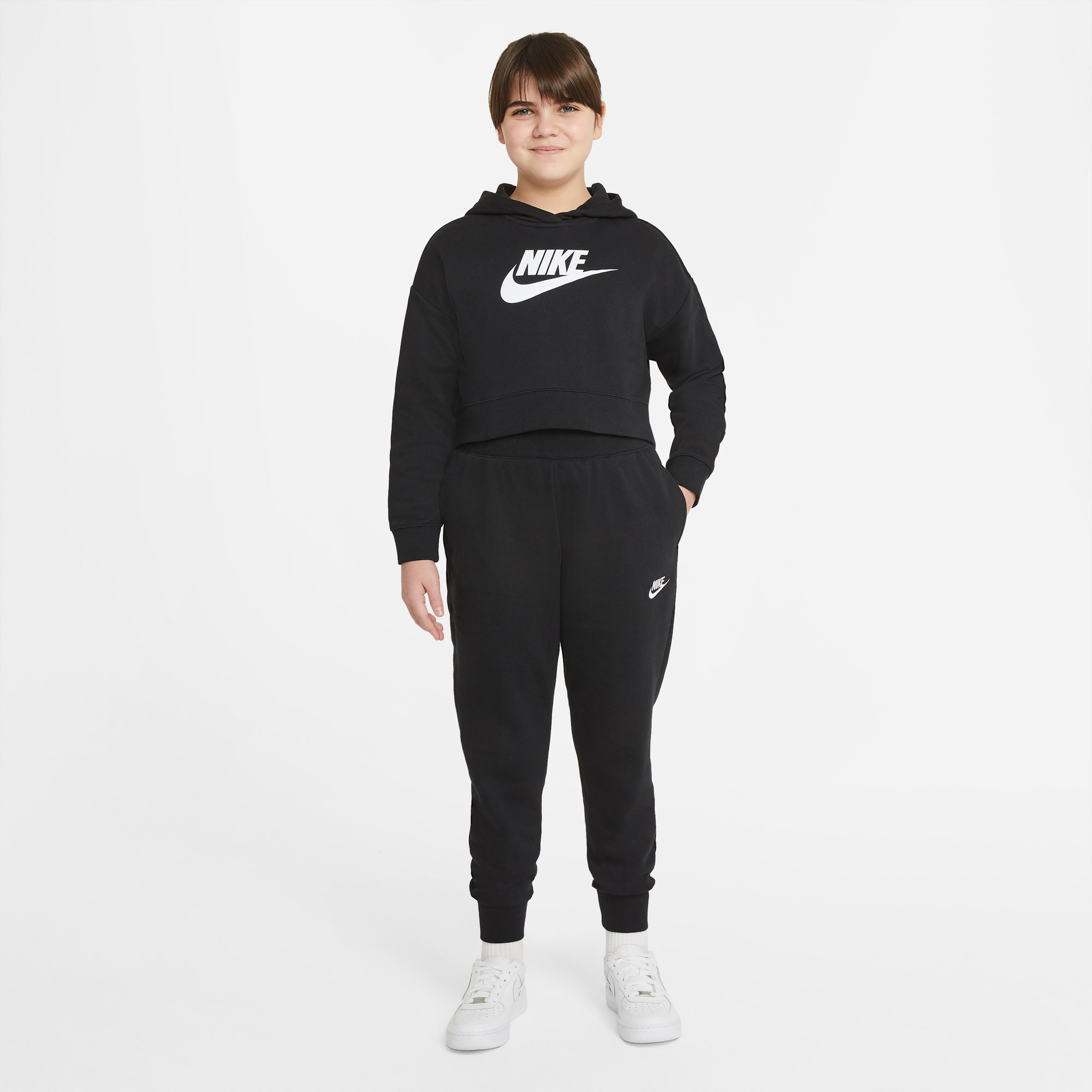 Nike Sportswear Club Crop Çocuk Siyah Sweatshirt