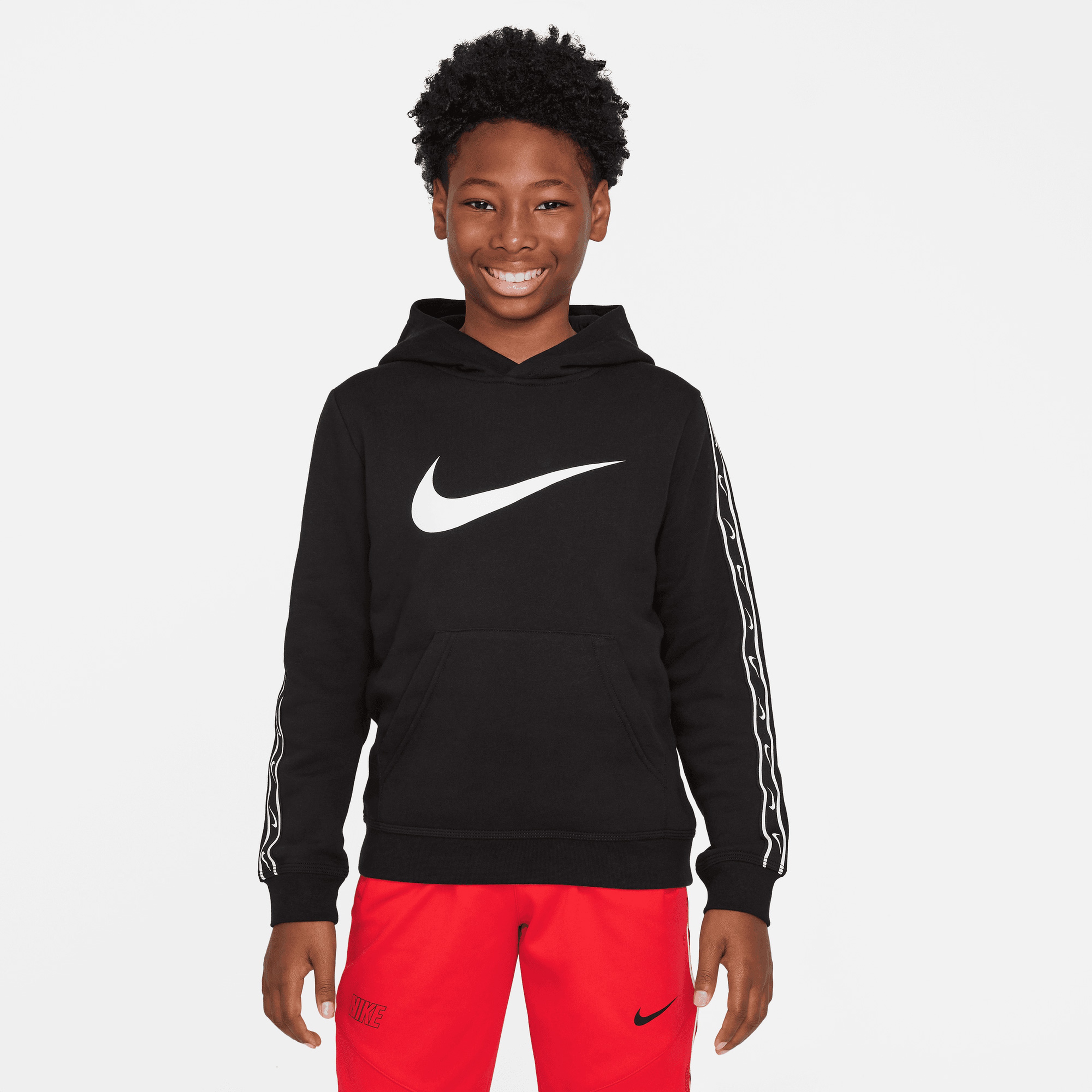 Nike Sportswear Repeat Fleece Genç Çocuk Kapüşonlu Siyah Sweatshirt