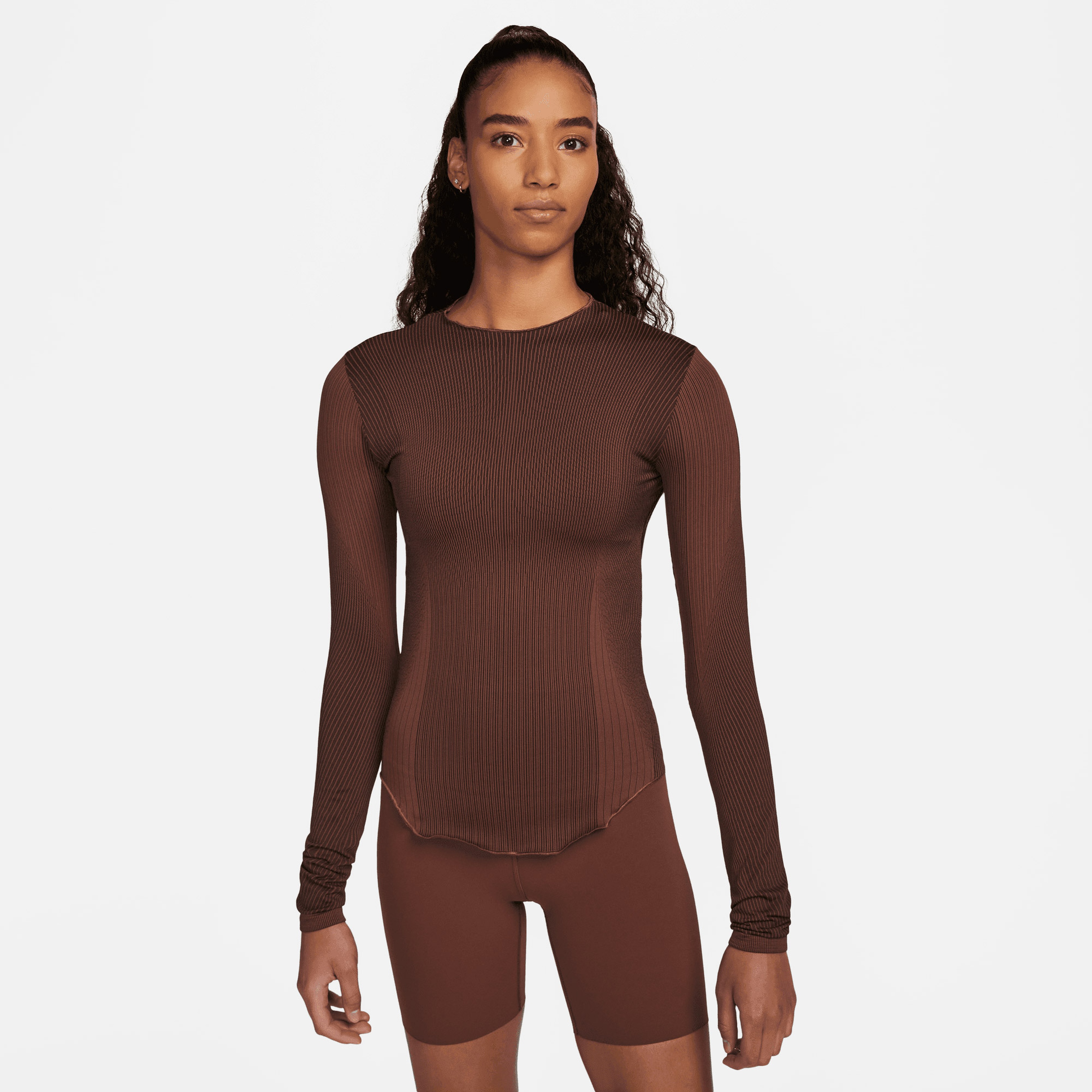 Nike Yoga Dri-Fit Adv Kadın Kahverengi T-Shirt