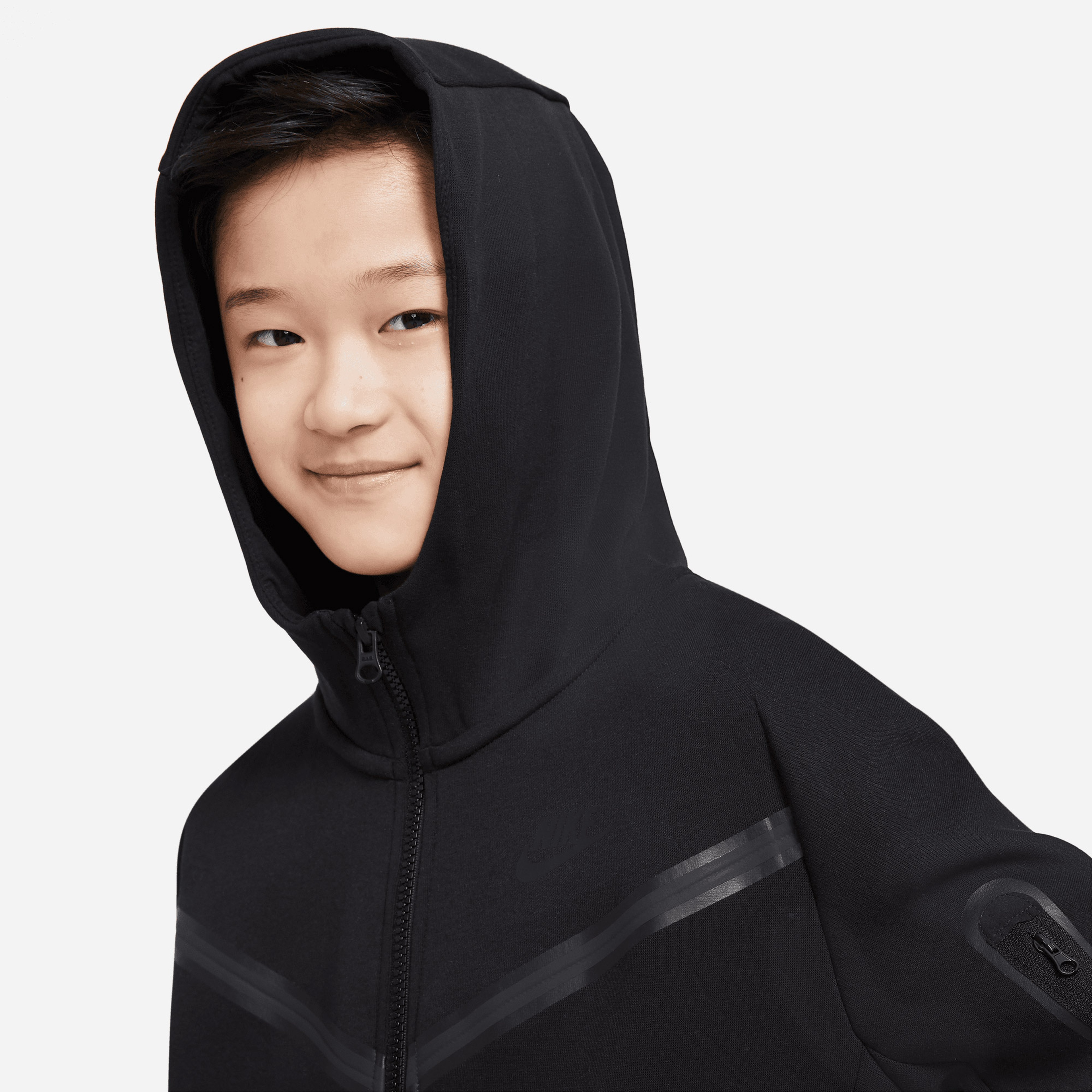 Nike Sportswear Tech Fleece Kapüşonlu Çocuk Siyah Kapüşonlu Eşofman Üstü