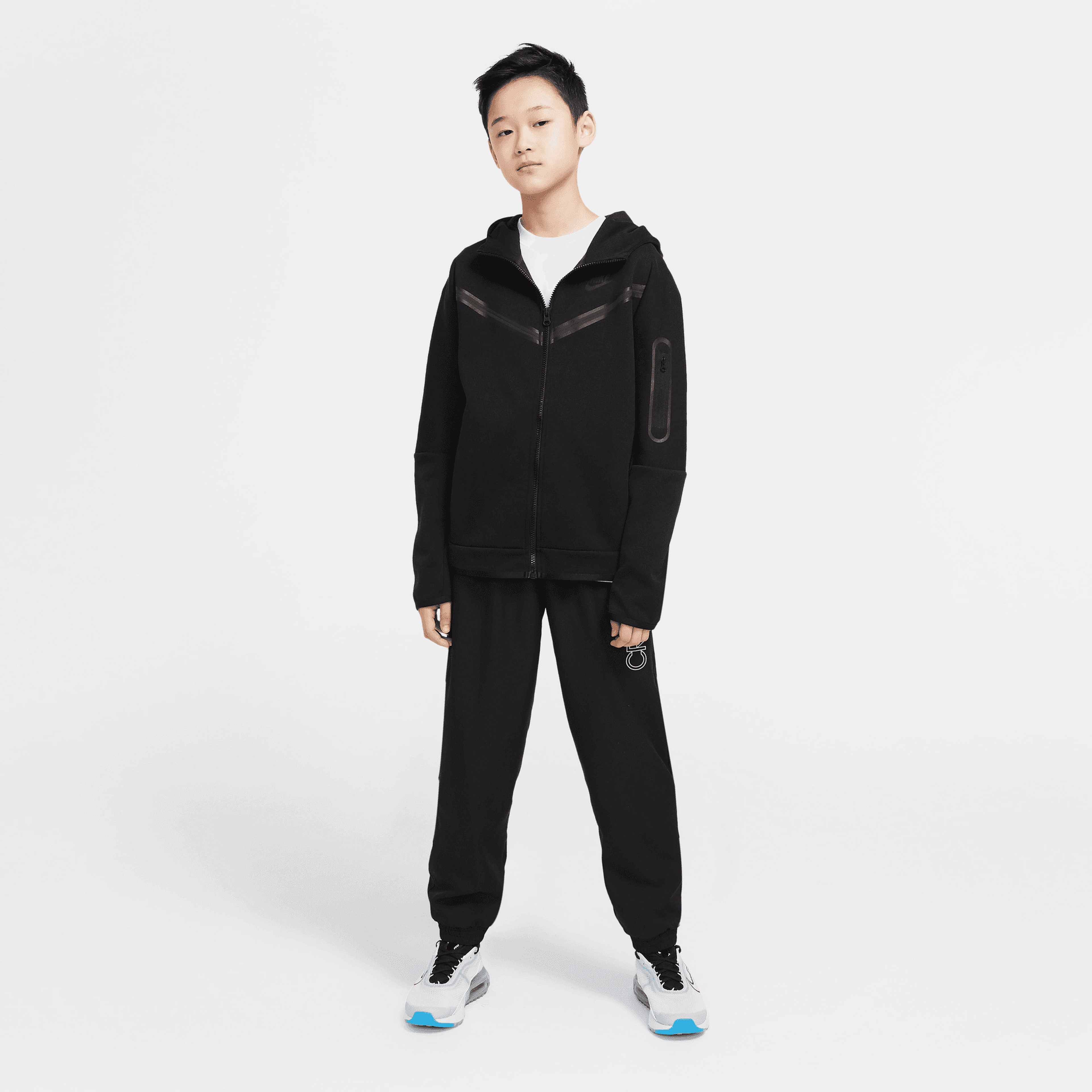 Nike Sportswear Tech Fleece Kapüşonlu Çocuk Siyah Kapüşonlu Eşofman Üstü