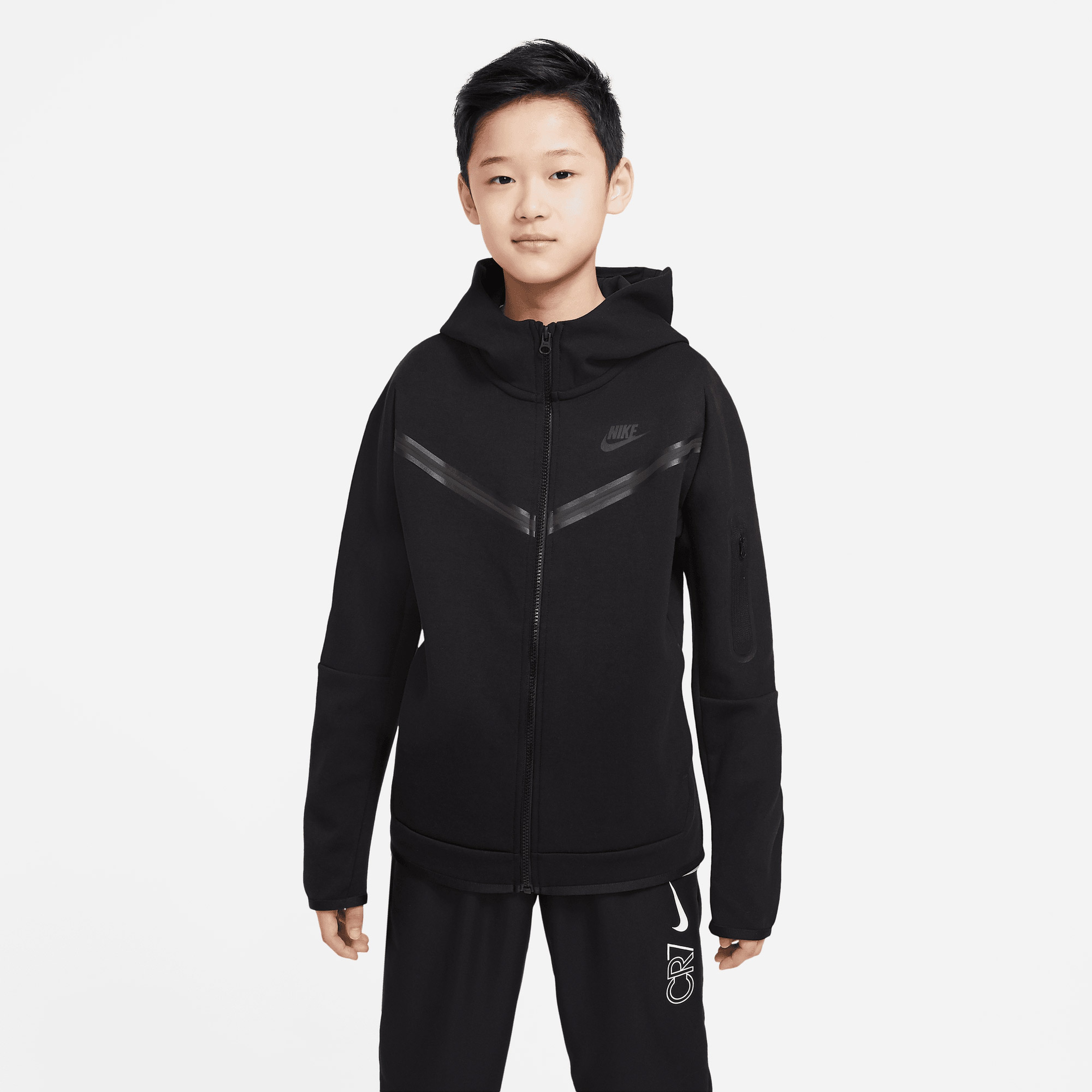 Nike Sportswear Tech Fleece Kapüşonlu Çocuk Siyah Kapüşonlu Eşofman Üstü