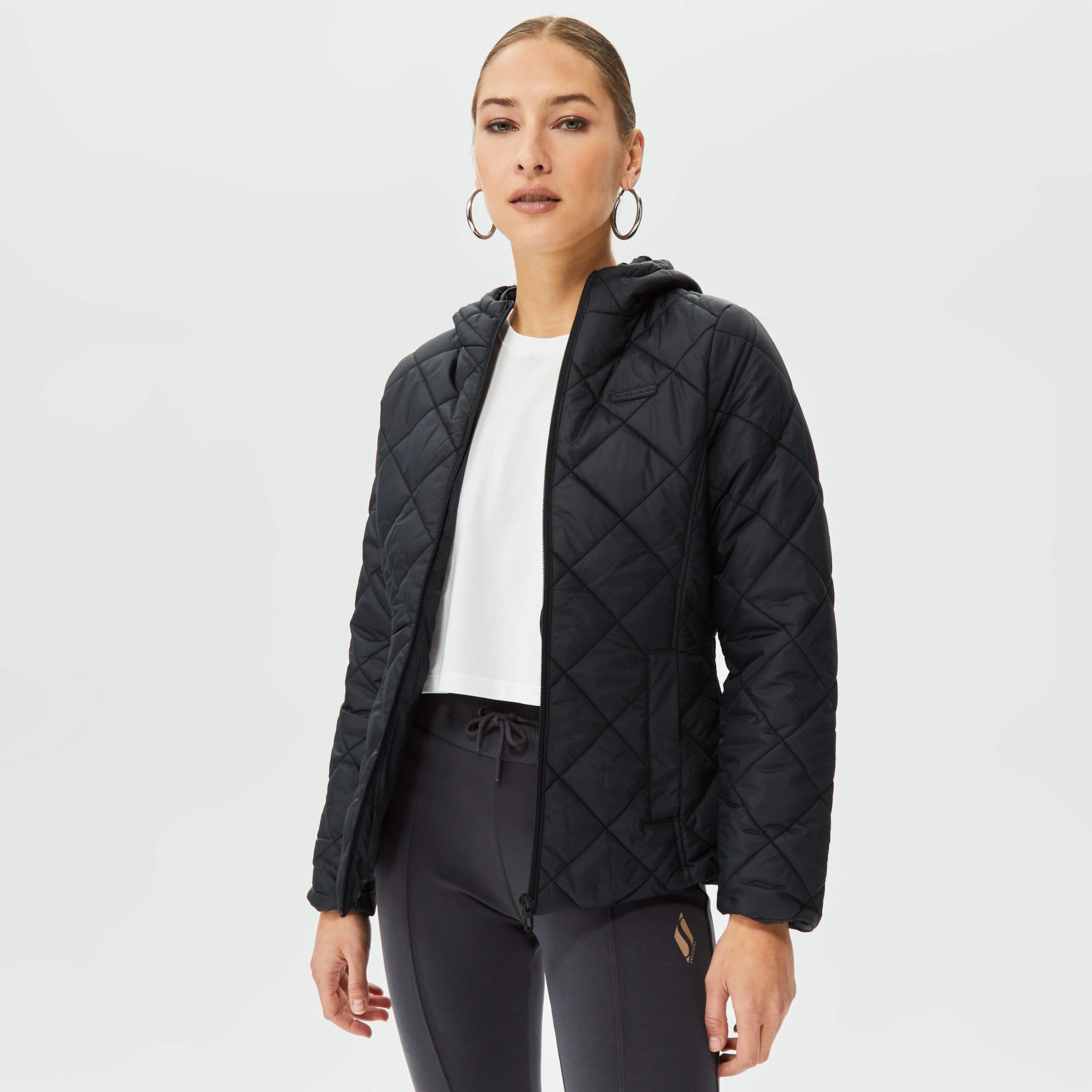 Skechers Capitone Hooded Kadın Siyah Mont