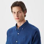Nautica Erkek Lacivert Classic Fit Uzun Kollu Keten Gömlek