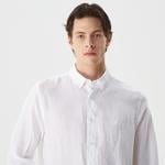 Nautica Erkek Beyaz Classic Fit Uzun Kollu Keten Gömlek